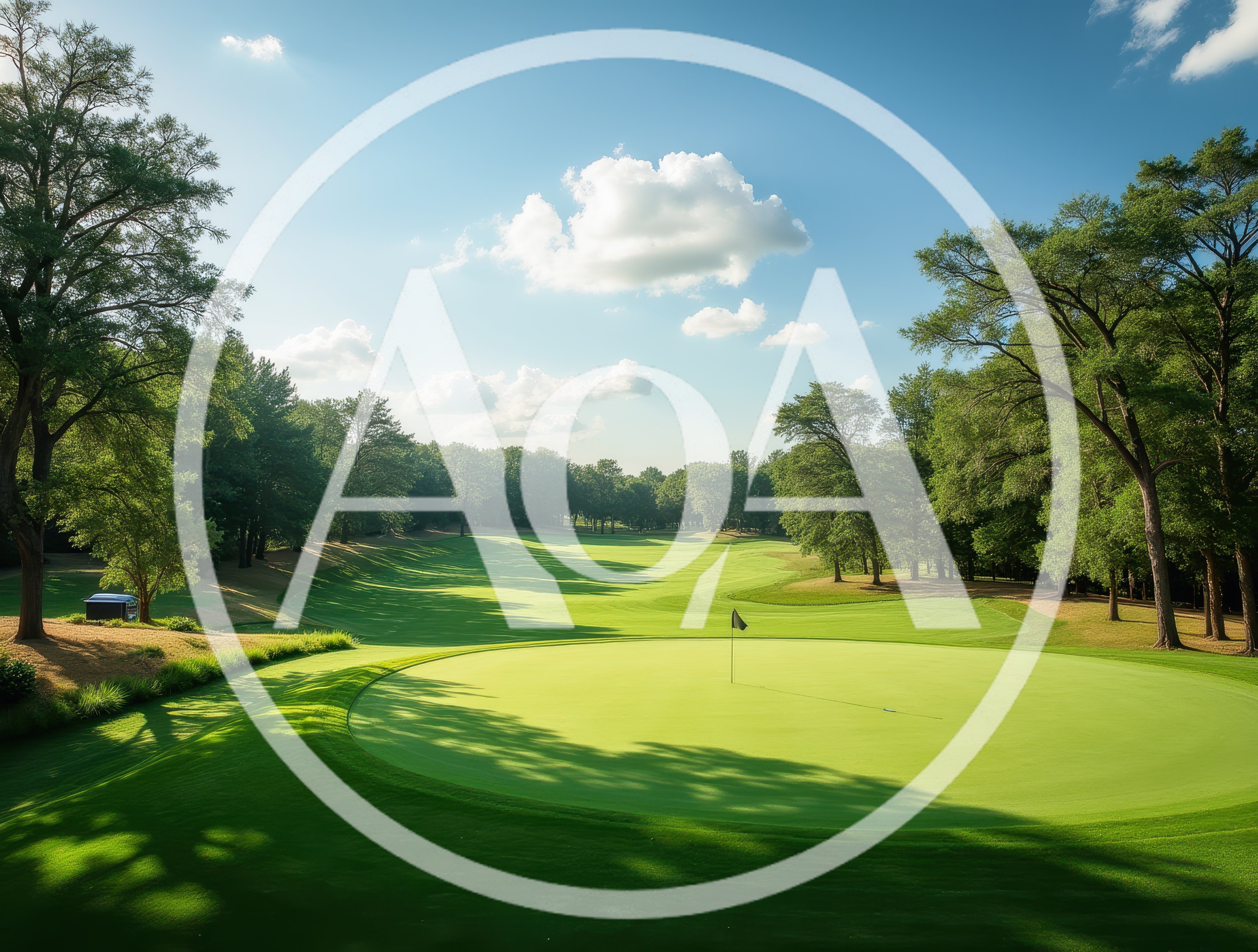 Scenic Golf Course Green With Flagstick
