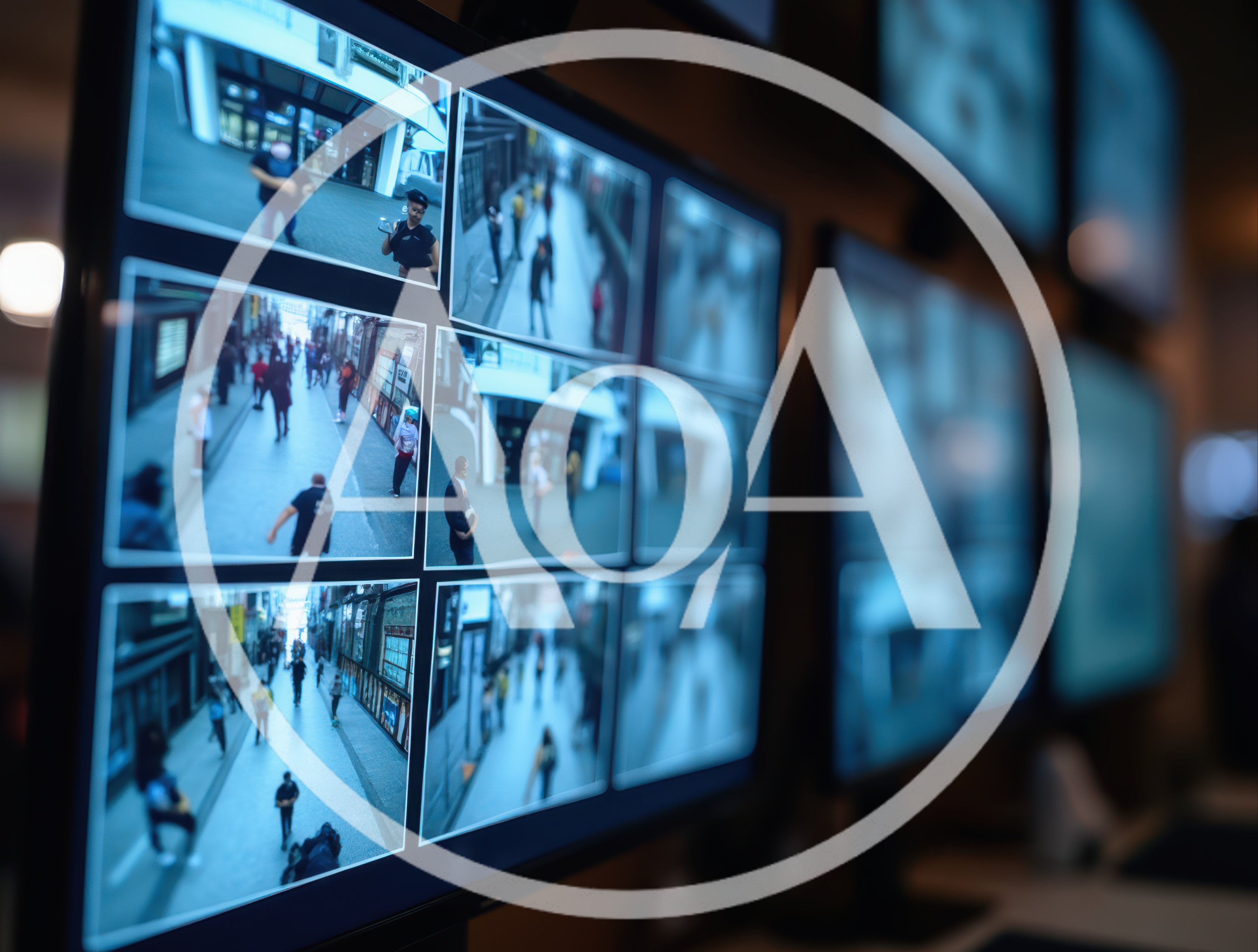 Security Surveillance Monitors Displaying Multiple City Street Views