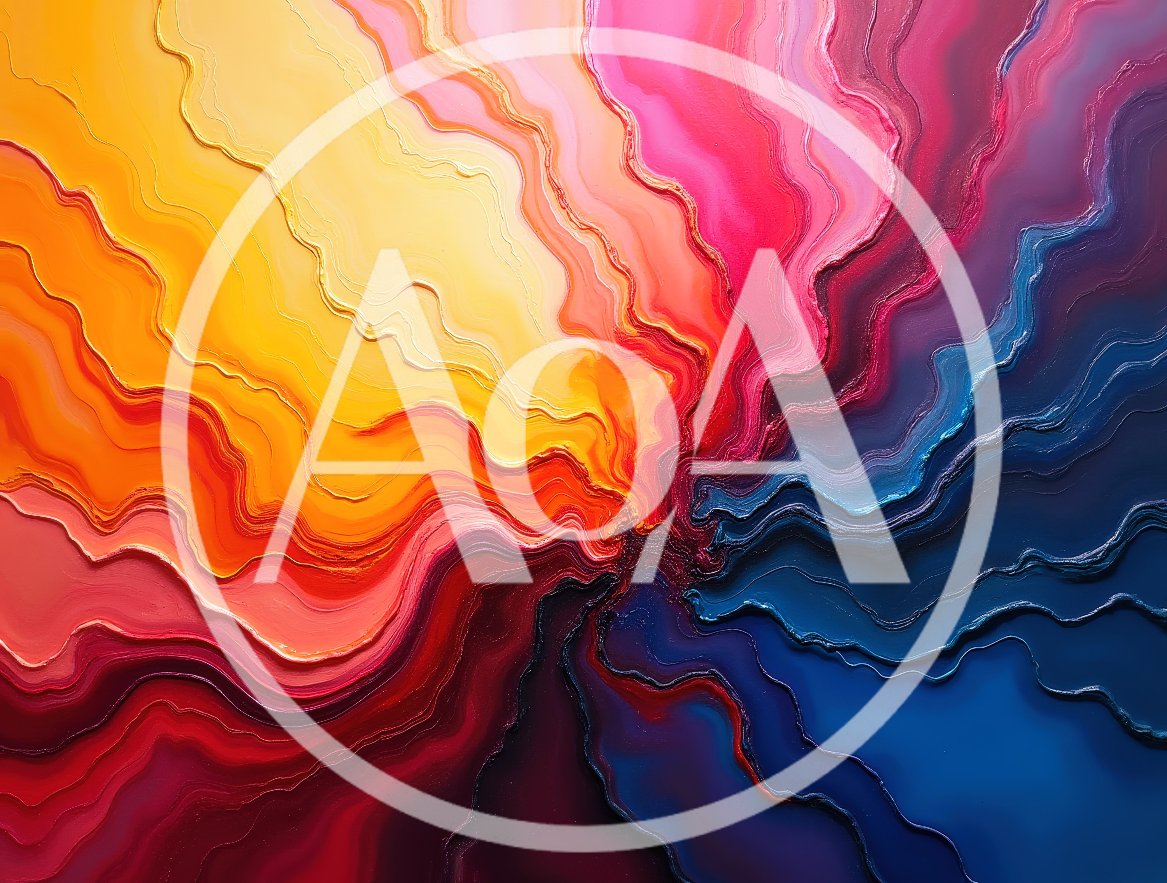 Abstract Oil Painting With Vibrant Swirling Color Waves