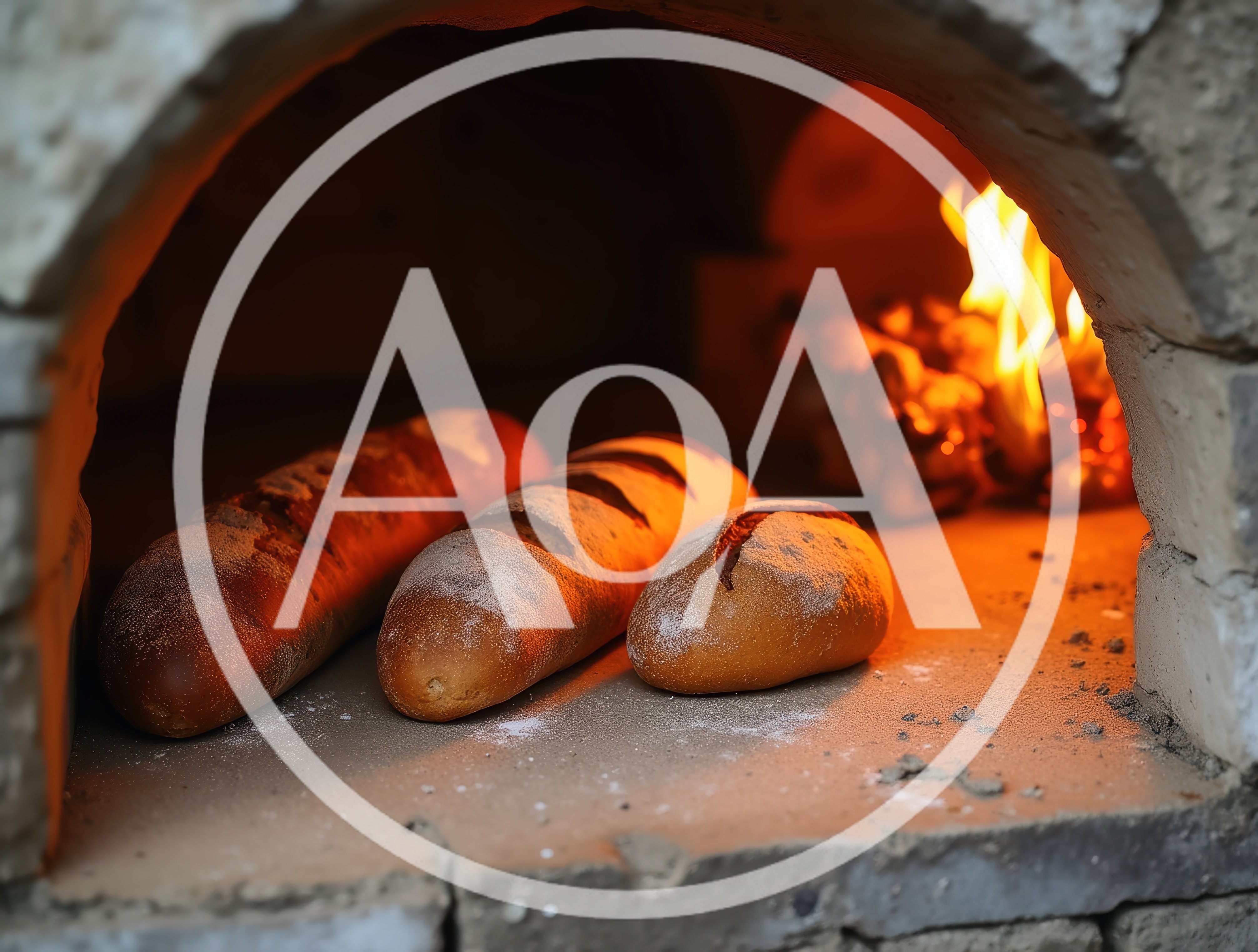 Fresh Bread Baking Inside A Traditional Wood Fired Oven