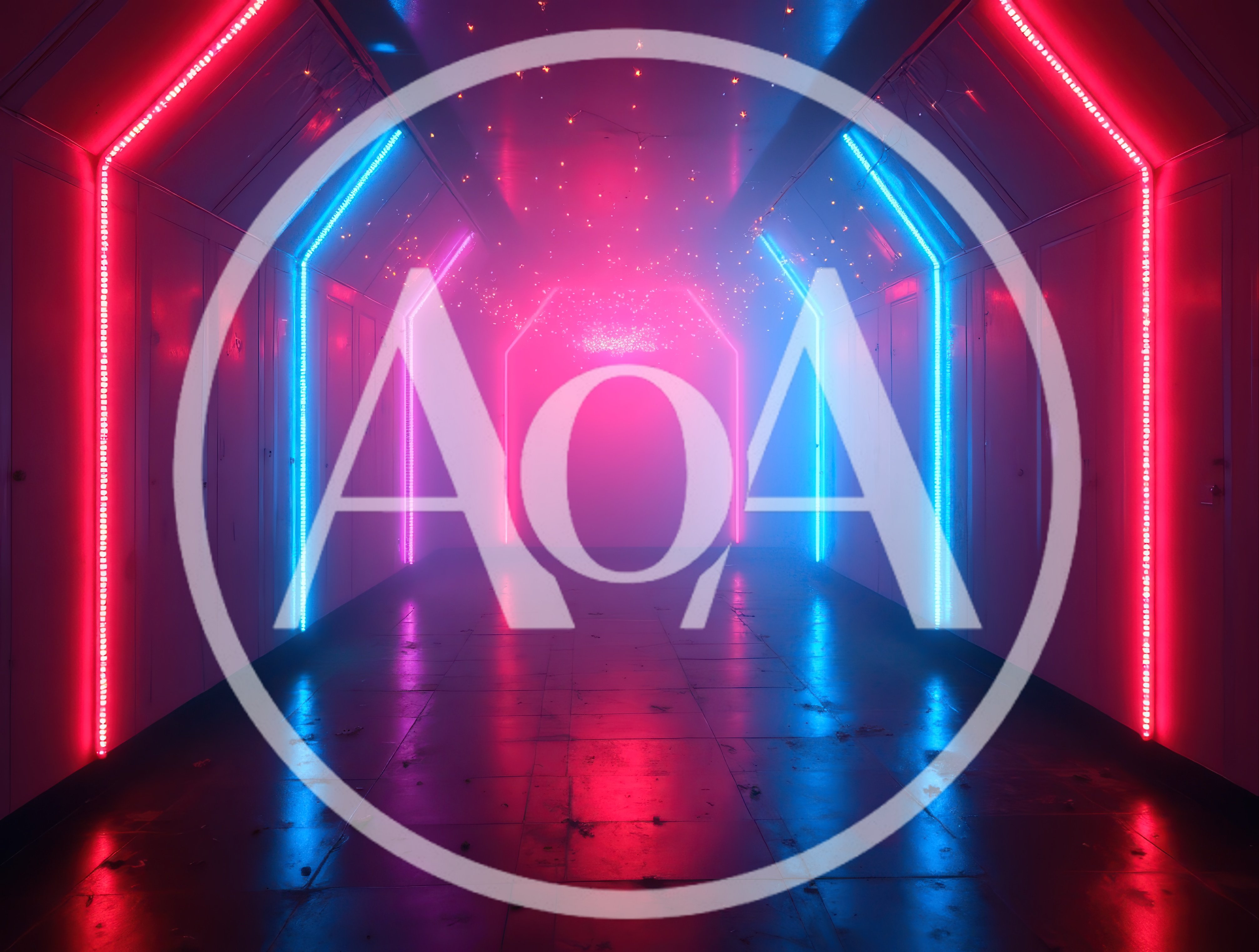 Futuristic Neon Corridor With Glowing Pink And Blue Lights