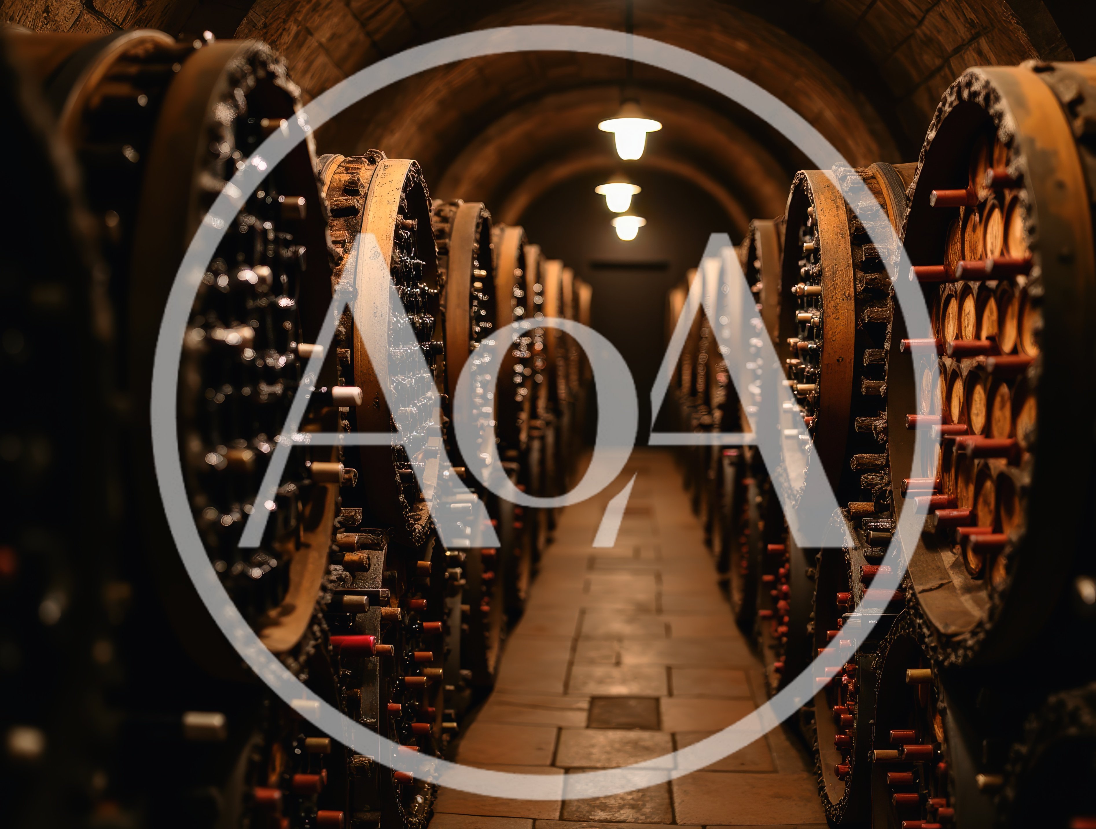 Wine Bottles Stored In Traditional Stone Cellar
