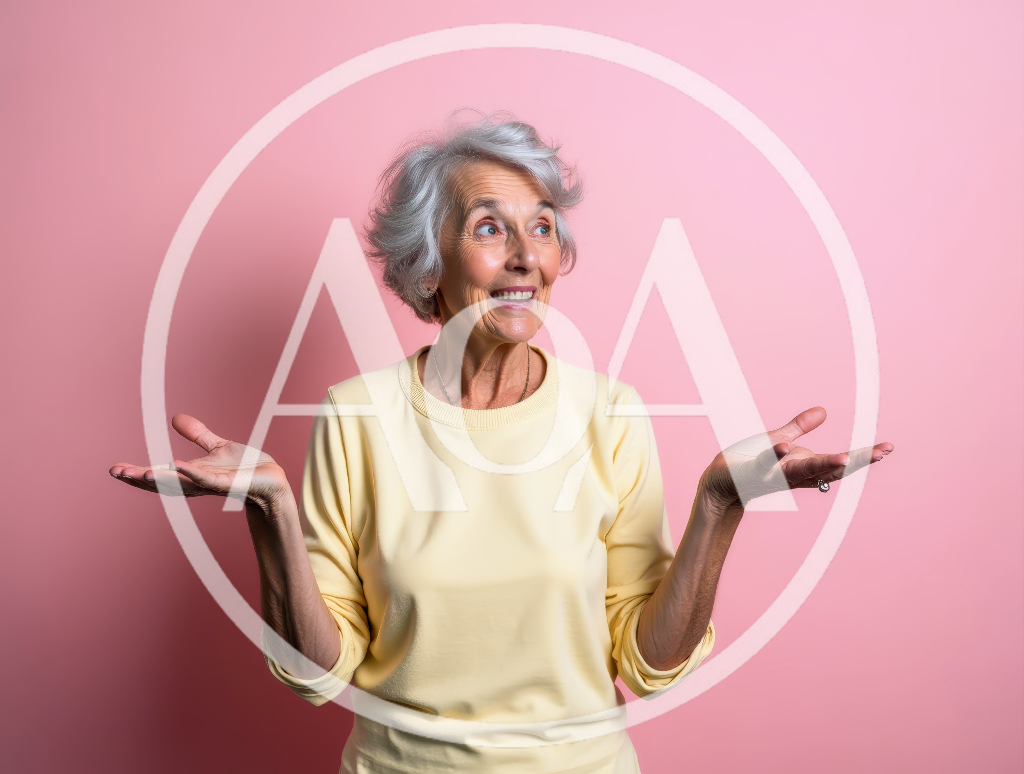 Surprised Senior Woman Gesturing With Open Hands