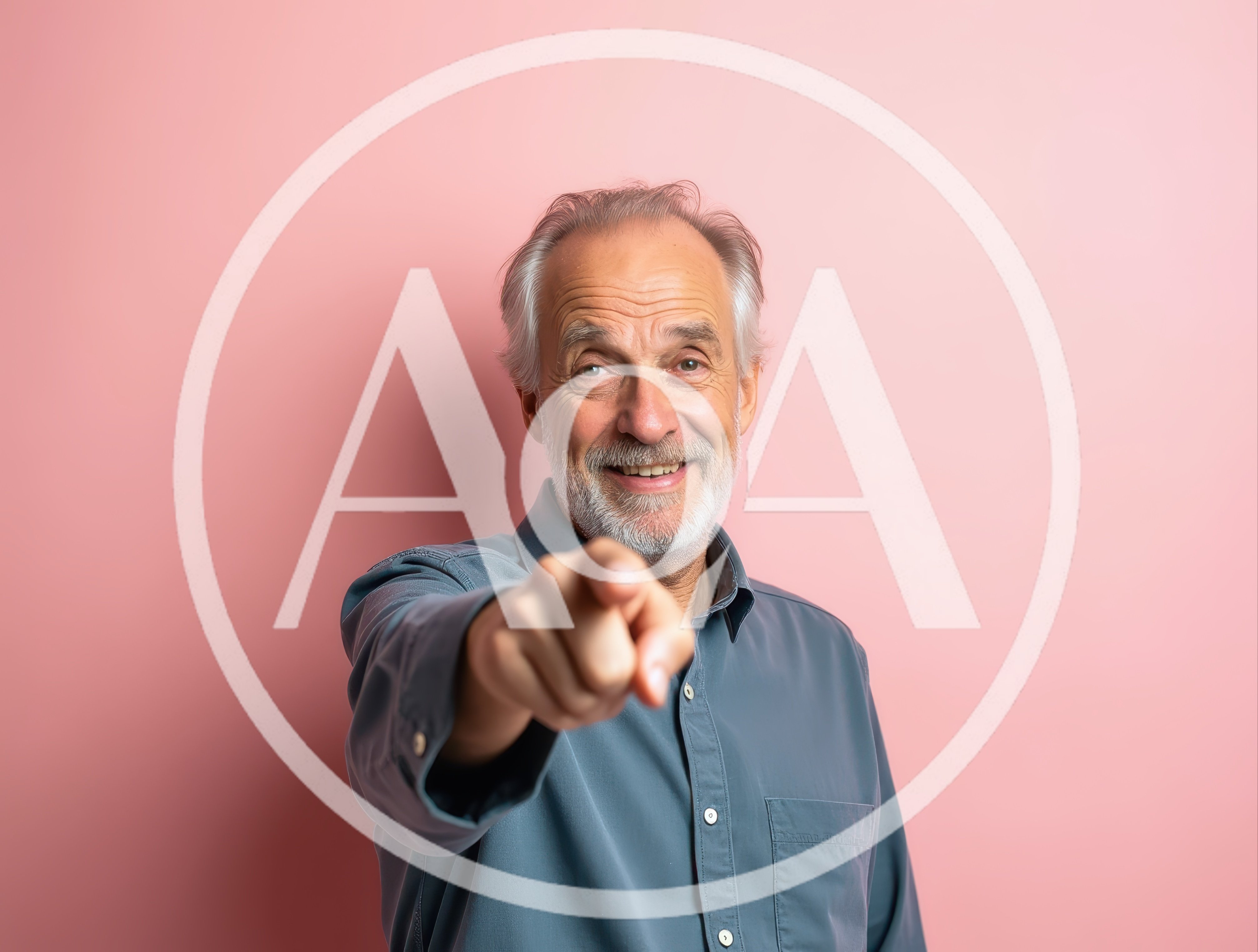 Senior Man Pointing Directly at Camera