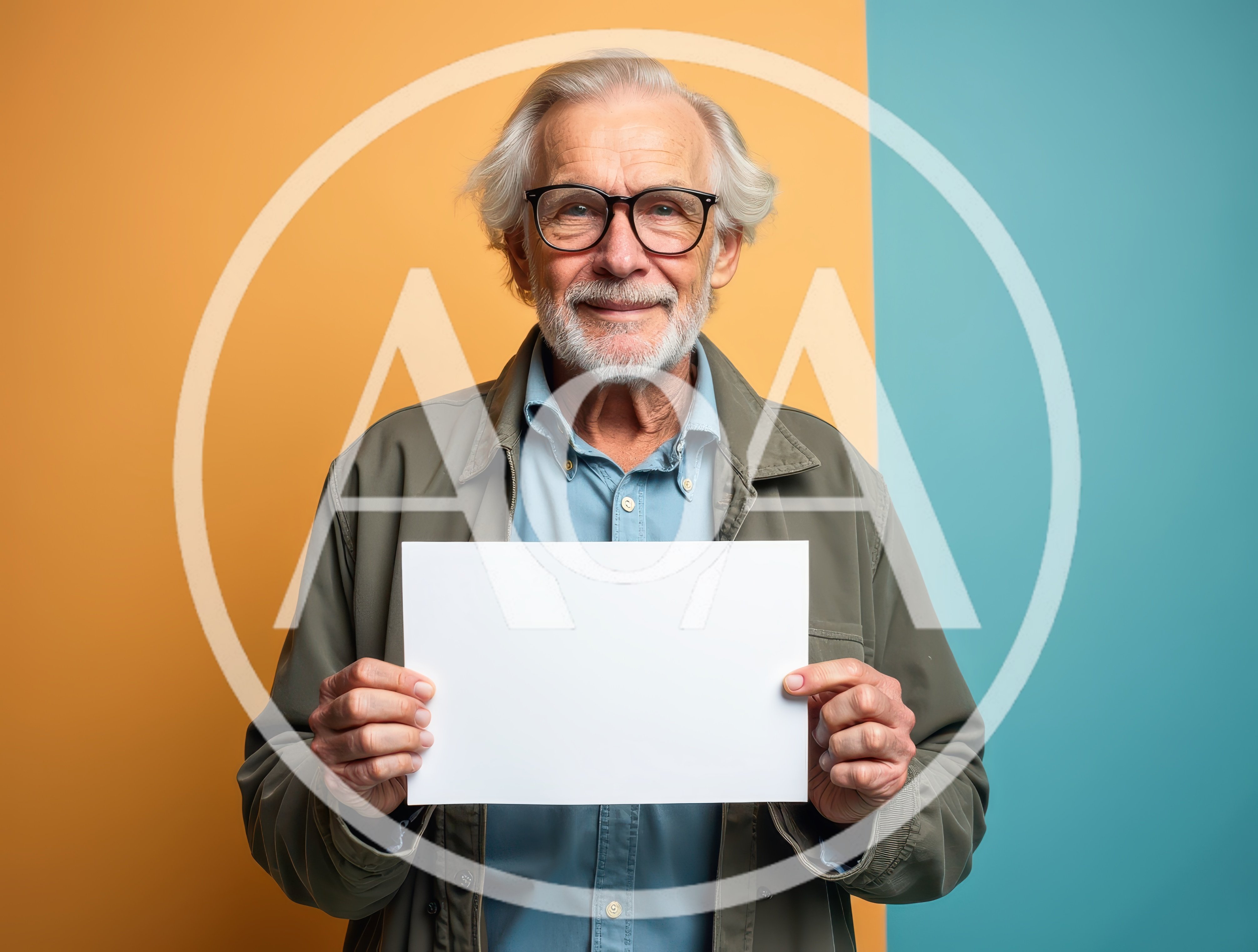 Senior Man Holding Blank White Sign