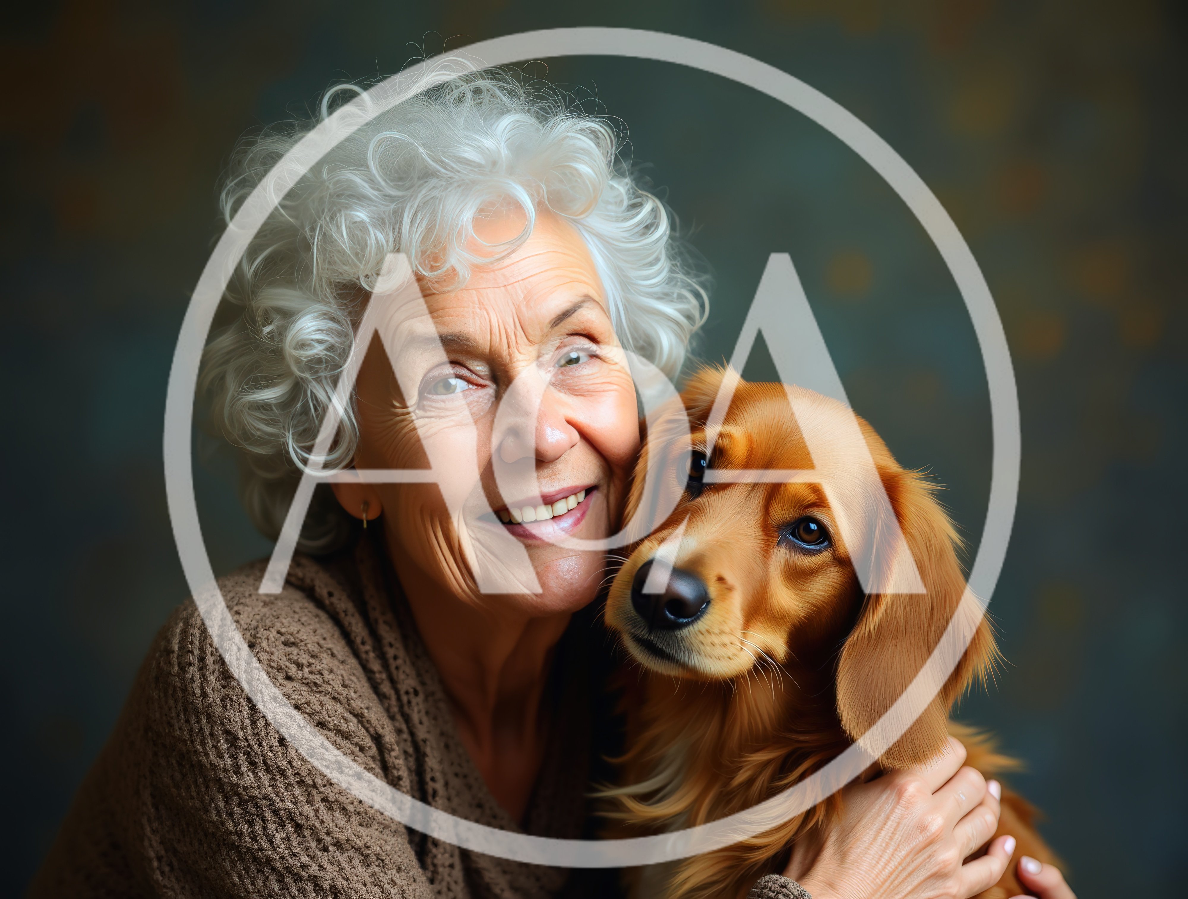 Senior Woman Embracing Her Golden Retriever Dog