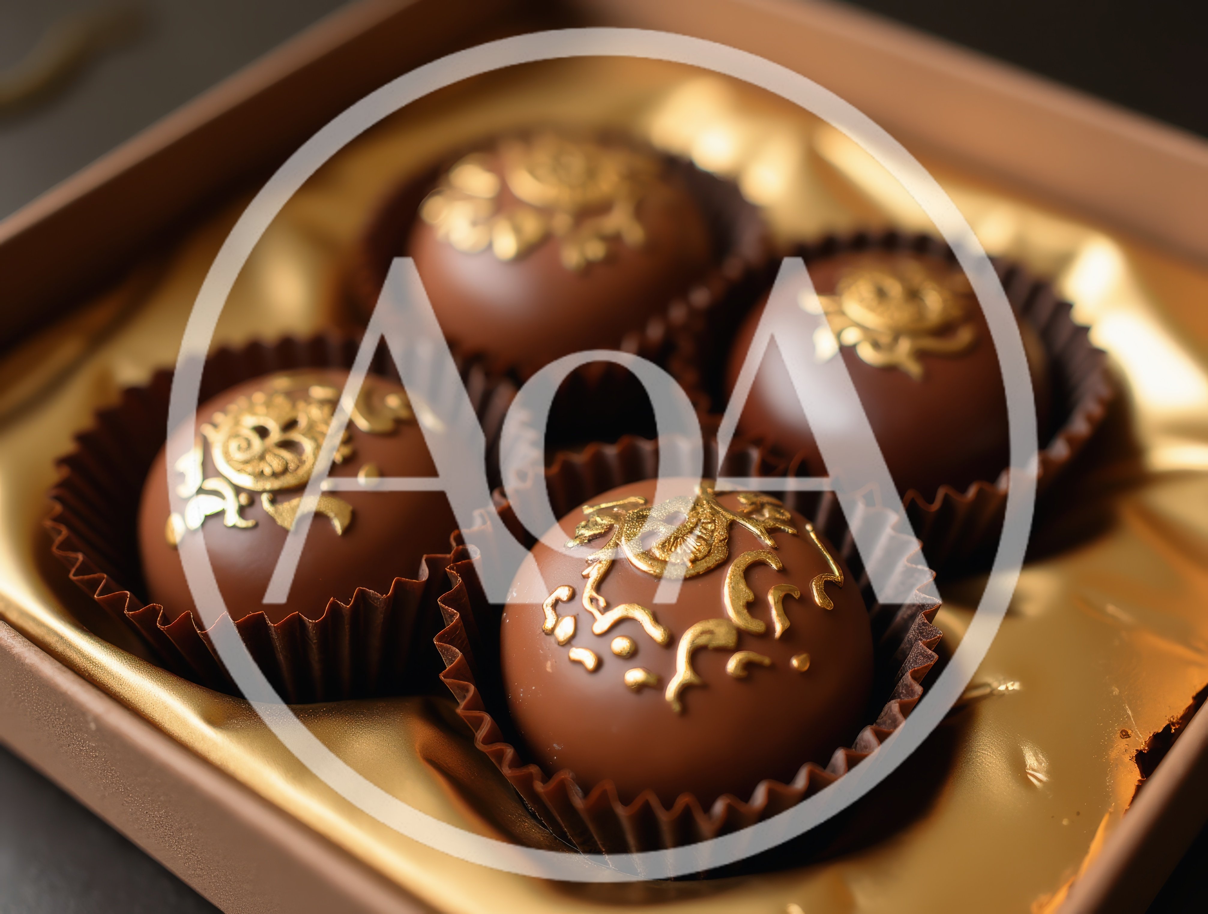 Four Gourmet Chocolate Truffles In A Gold Box