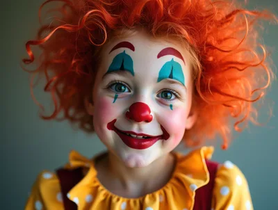 Portrait Of A Young Child Dressed As A Clown