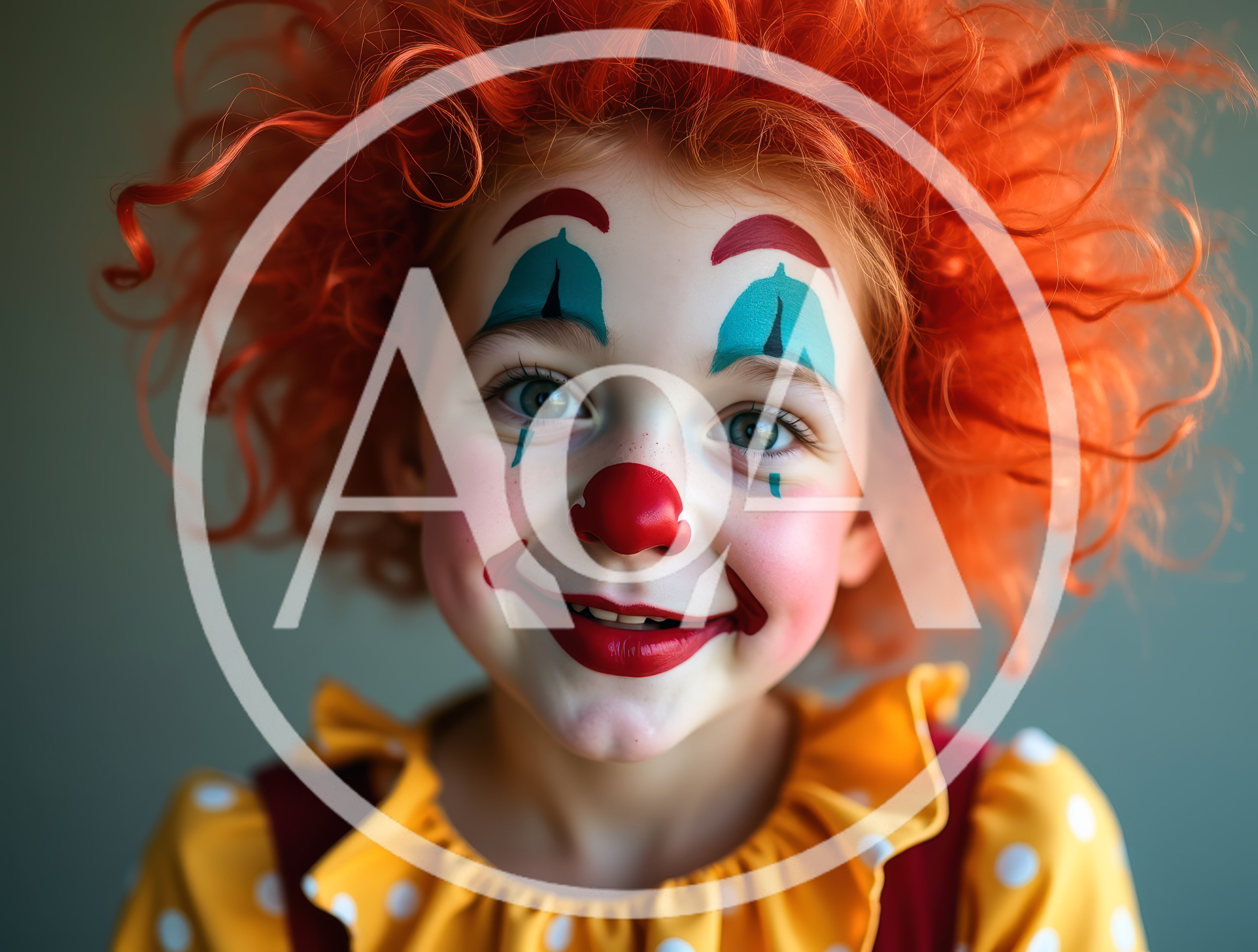 Portrait Of A Young Child Dressed As A Clown