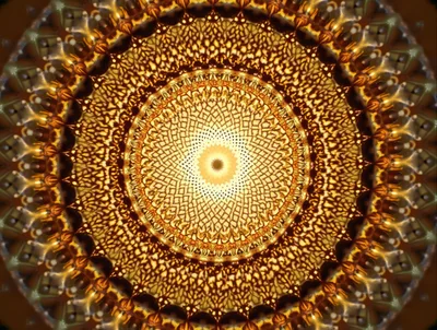 Abstract Golden Kaleidoscope Pattern With Intricate Geometric Details