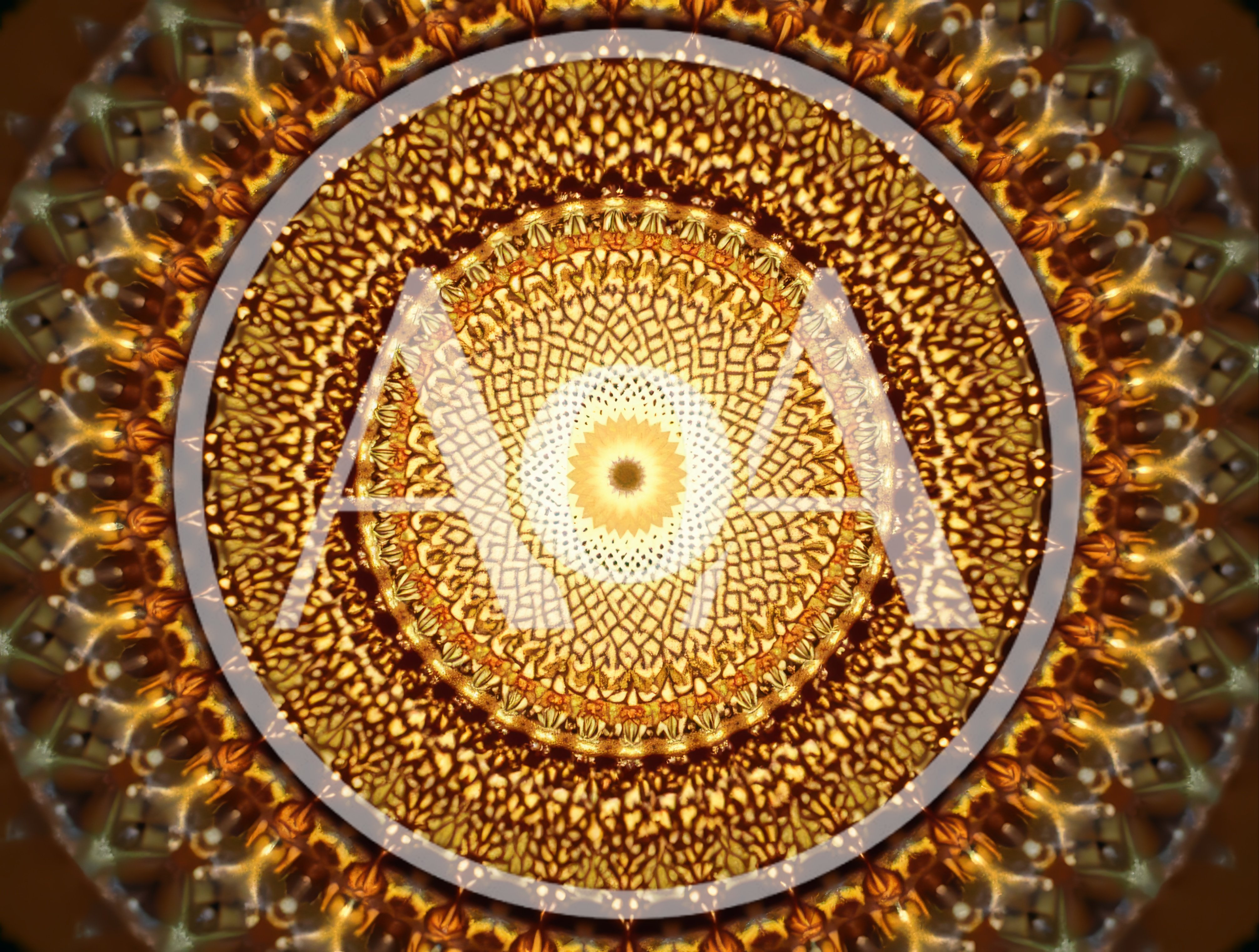 Abstract Golden Kaleidoscope Pattern With Intricate Geometric Details
