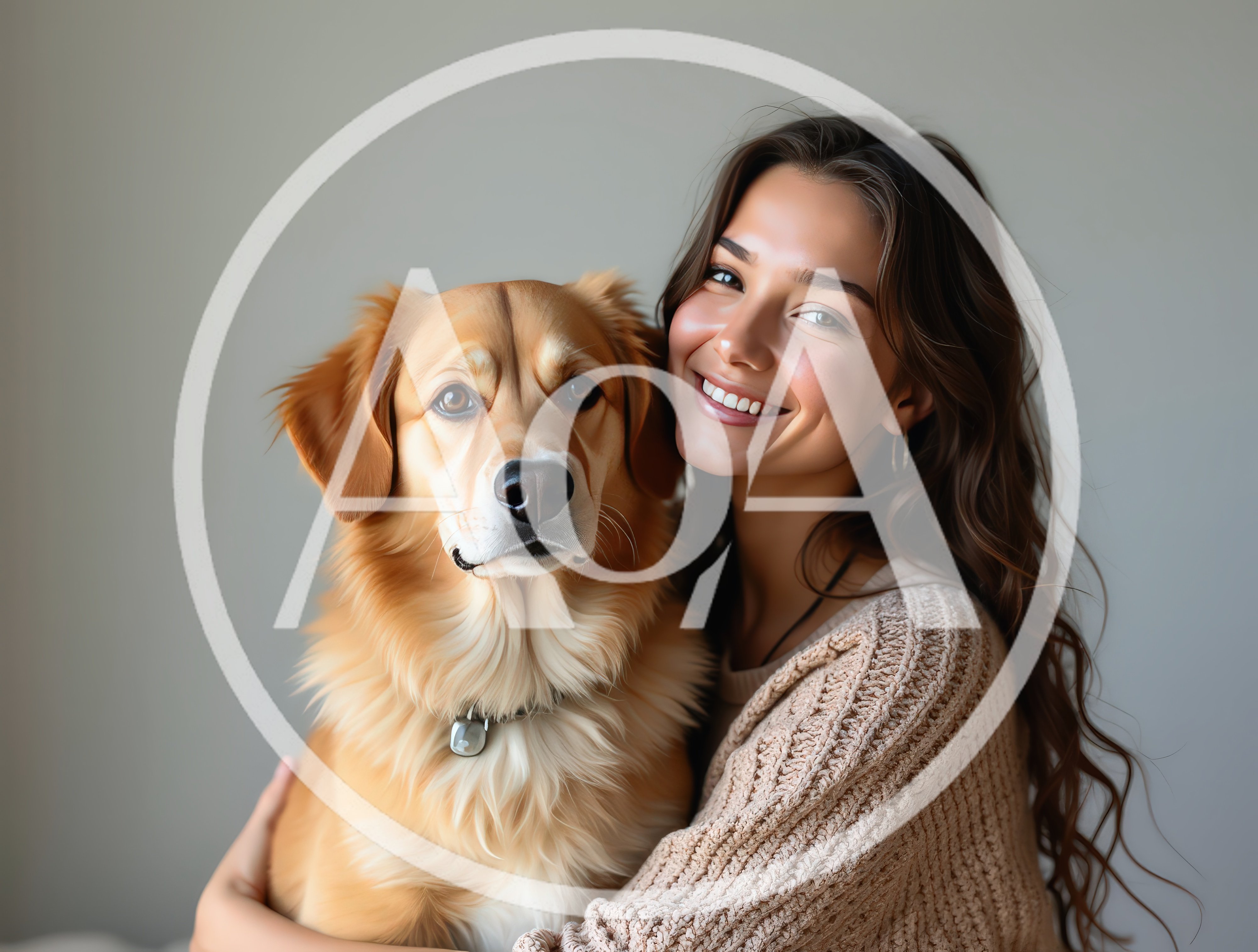Young Woman Embracing Her Golden Retriever Dog