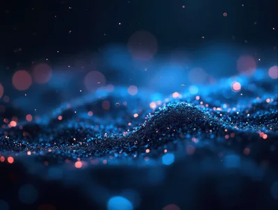 Abstract Blue Glowing Particle Wave Background