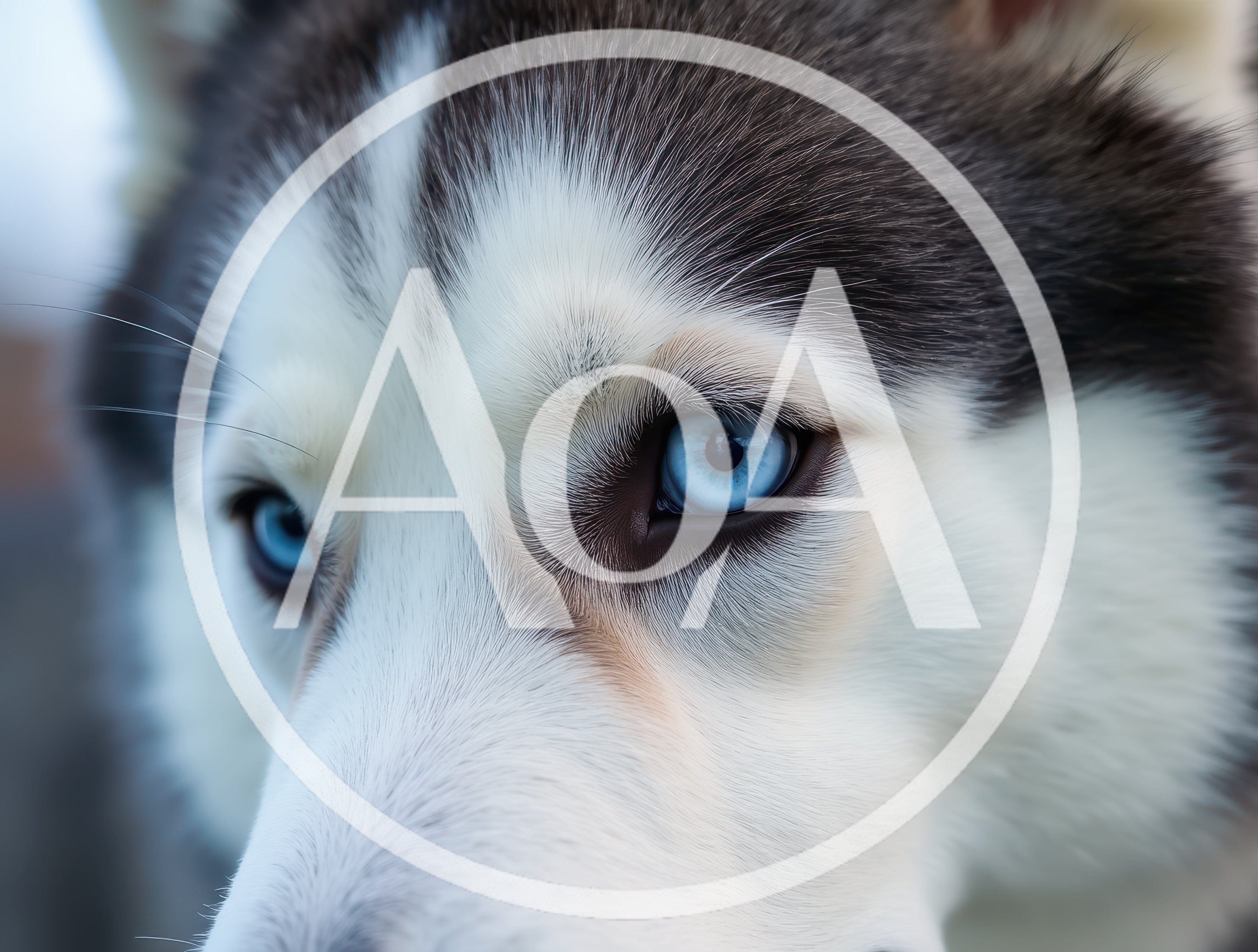 Close Up Portrait Of A Siberian Husky Dog
