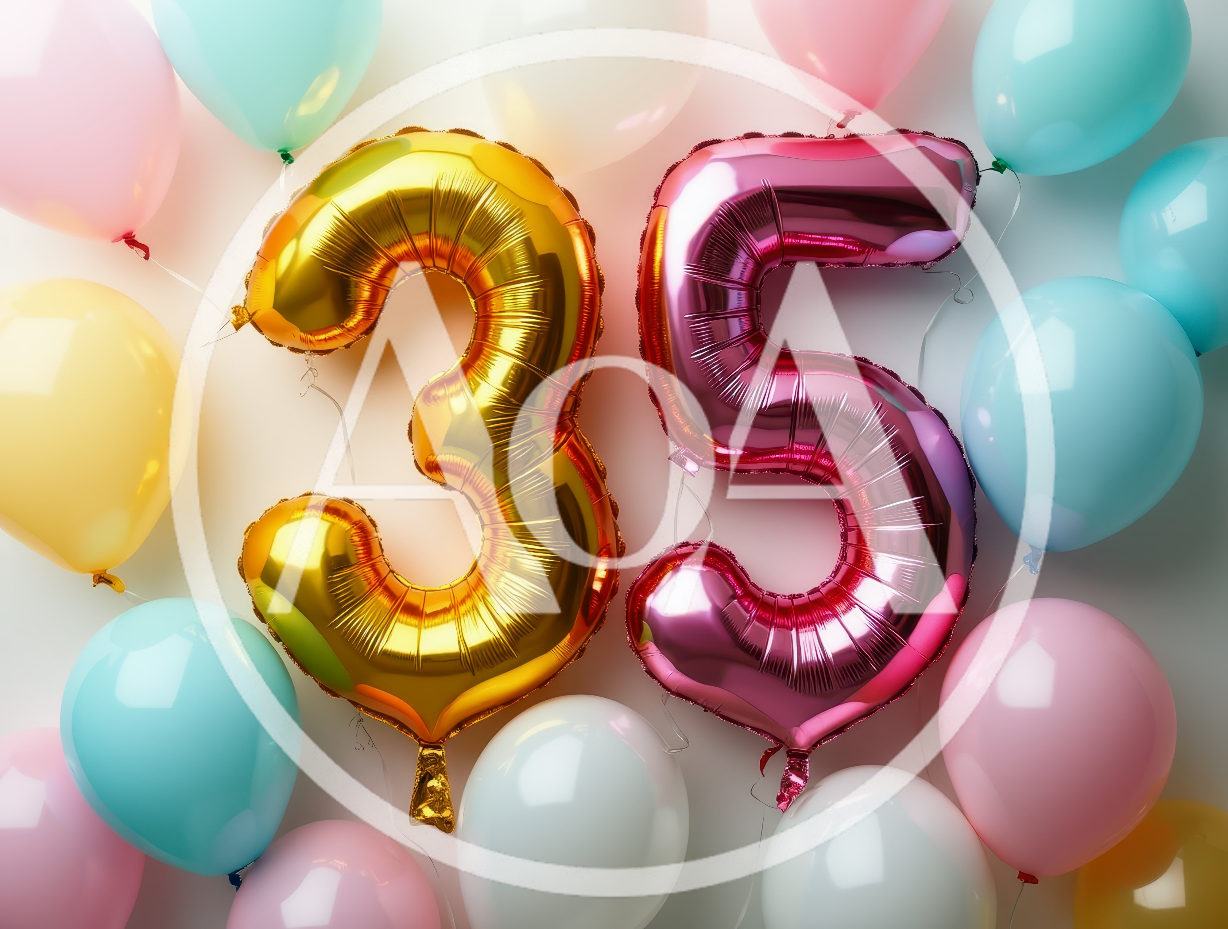Gold and Pink Number 35 Balloons for Birthday Celebration