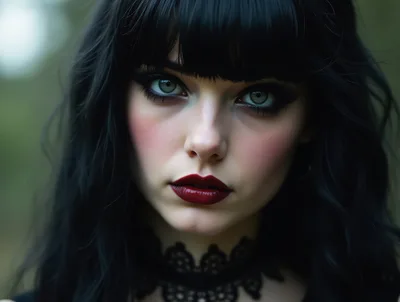 Portrait Of A Young Woman With Dark Gothic Makeup