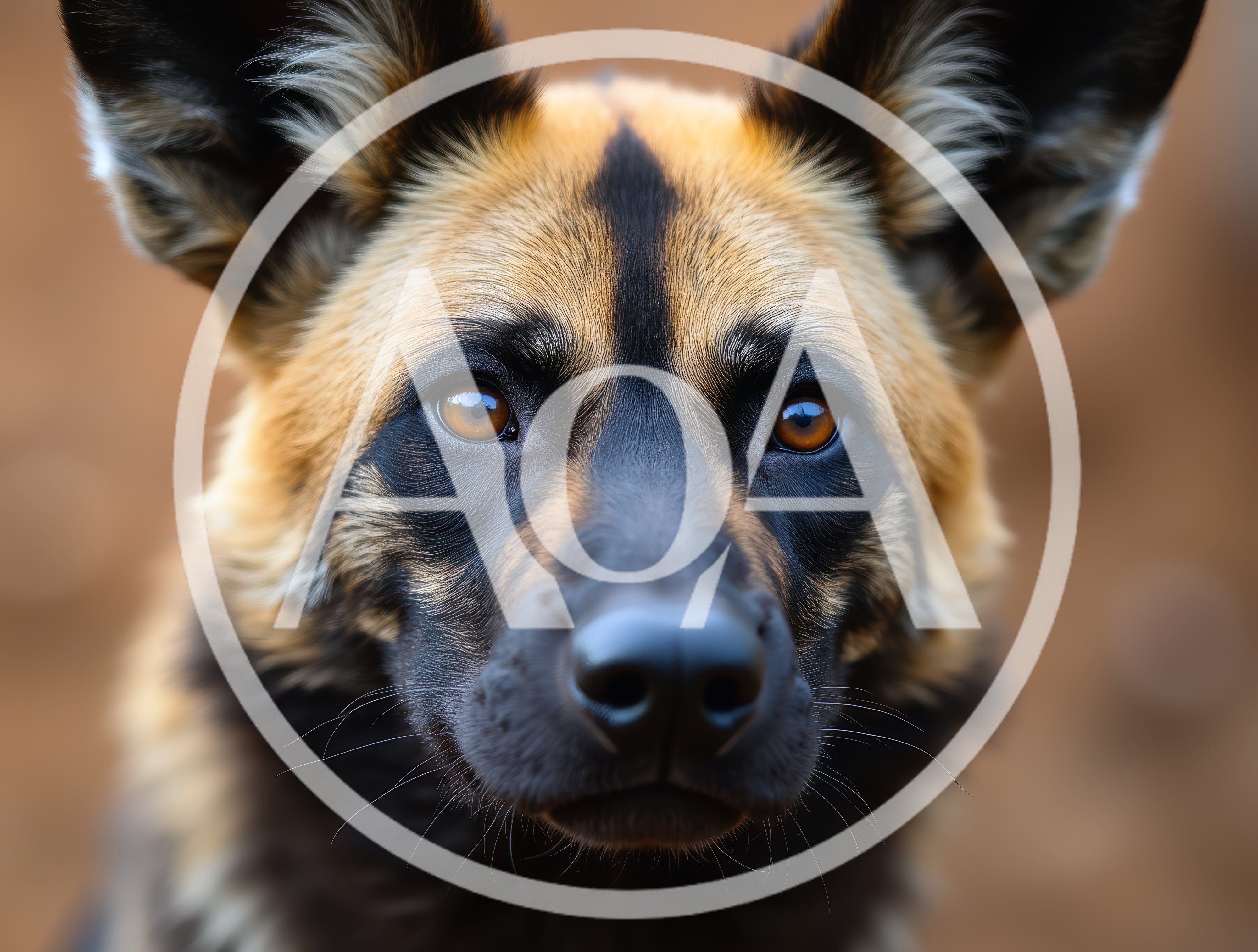 Close Up Portrait Of An African Wild Dog