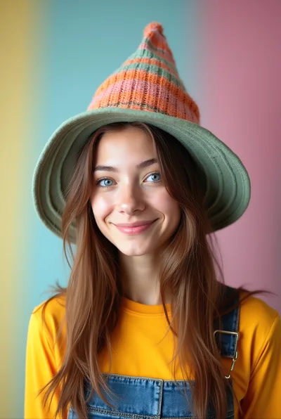 Portrait Of A Young Woman Wearing A Whimsical Hat