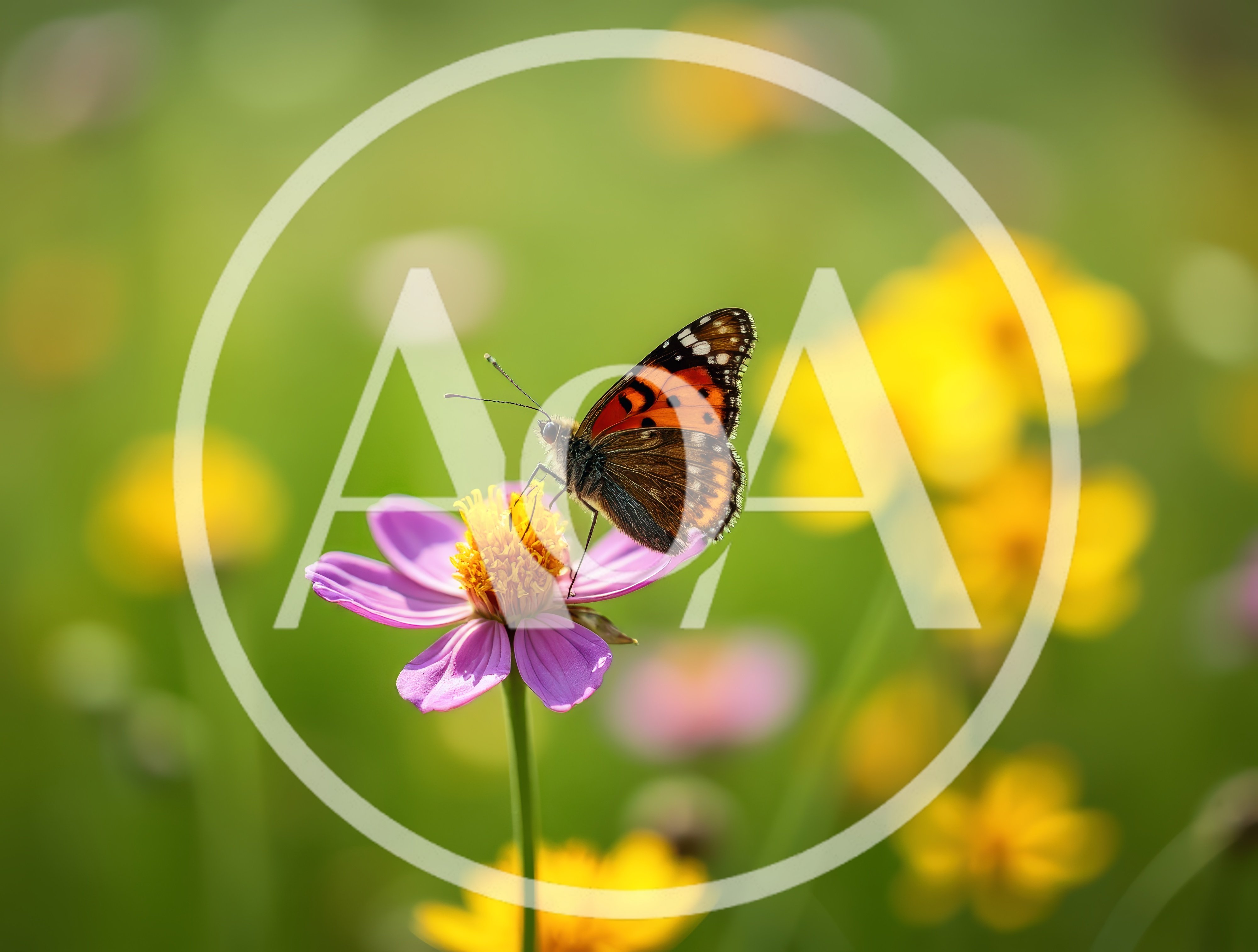 Painted Lady Butterfly Resting on a Pink Cosmos Flower
