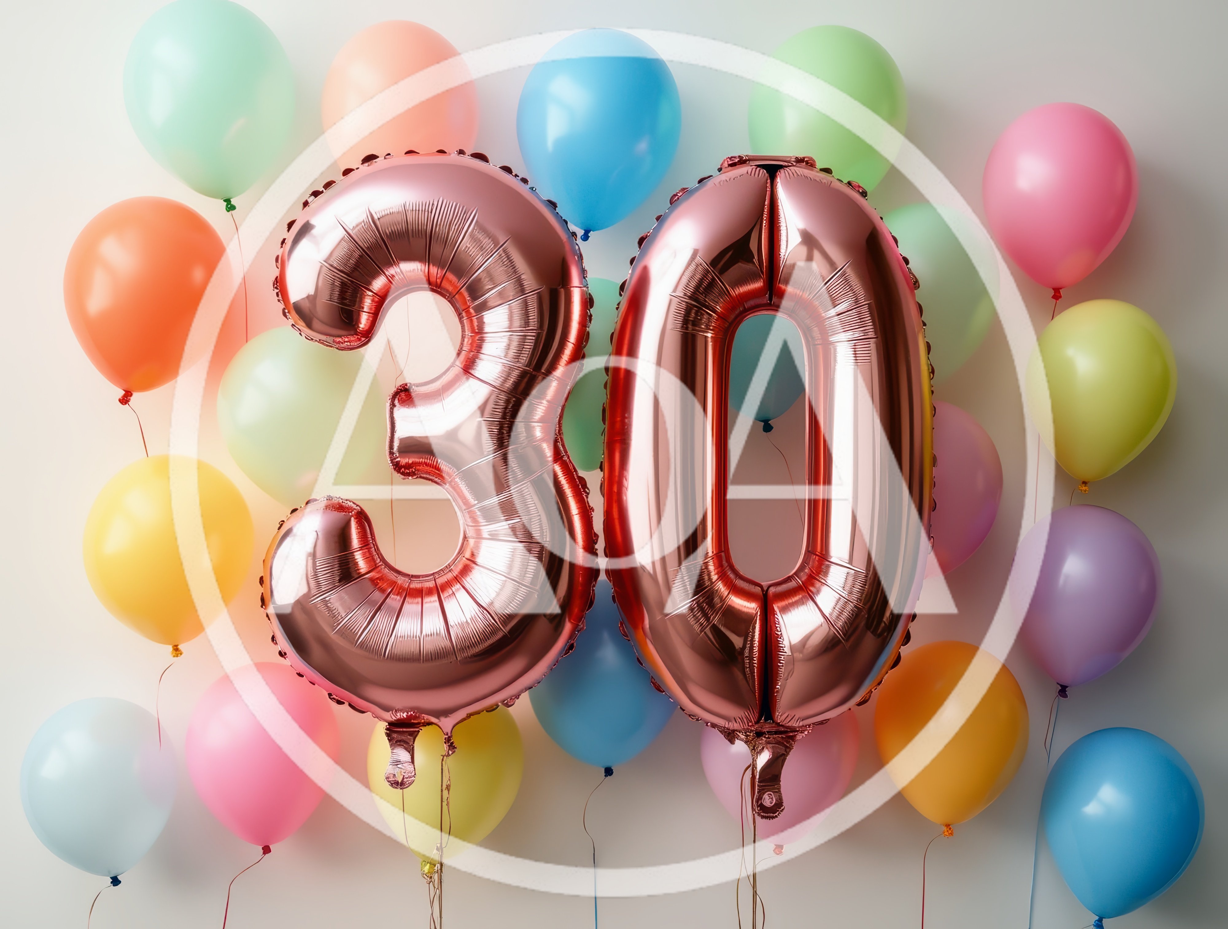 Rose Gold Number Thirty Balloons For Birthday Celebration