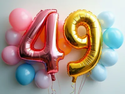 Pink and Gold Number Forty Nine Balloons