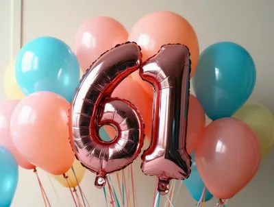 Rose Gold Number Sixty One Balloons