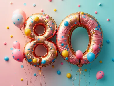 Gold Number Eighty Balloons For Birthday Celebration