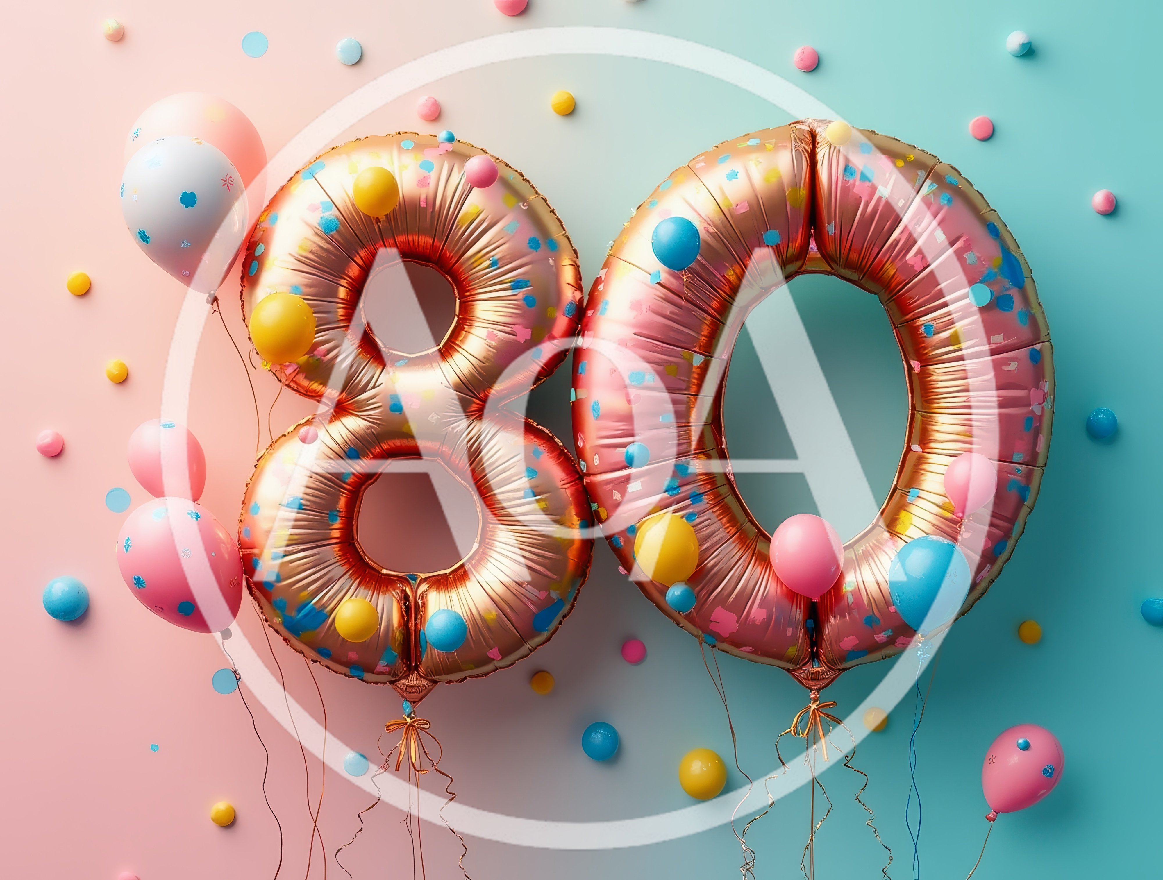 Gold Number Eighty Balloons For Birthday Celebration