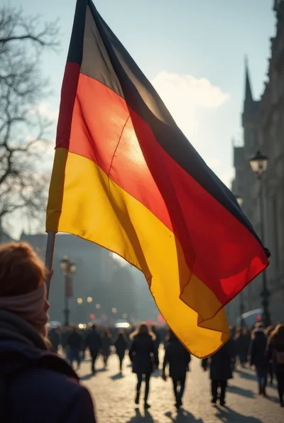 Person Holding German Flag During Public Demonstration