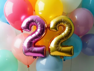 Pink And Gold Number Twenty Two Balloons