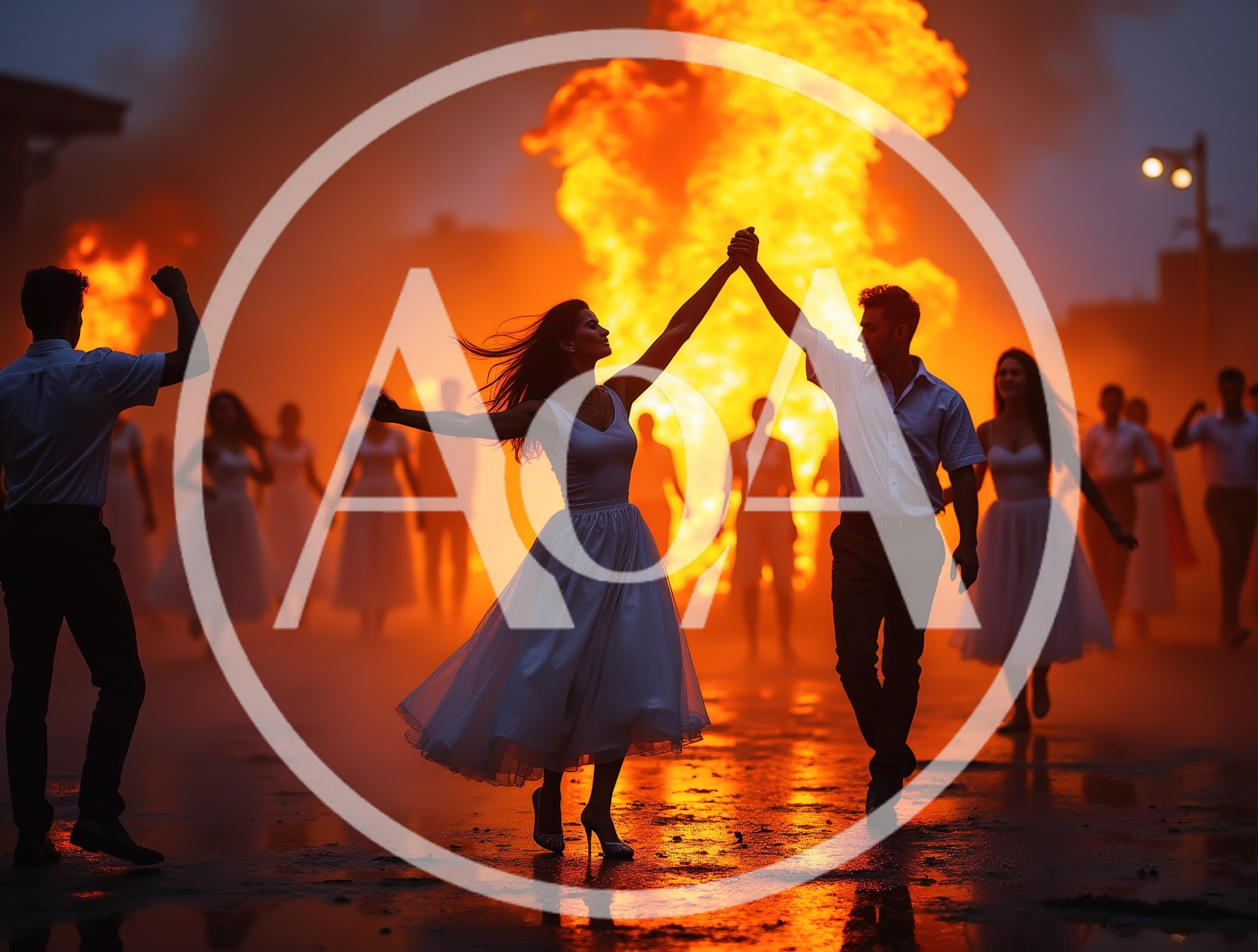 Couple Dancing Before A Massive Fire Explosion