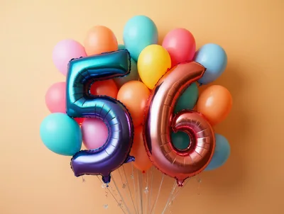 Fifty Sixth Birthday Celebration Balloons