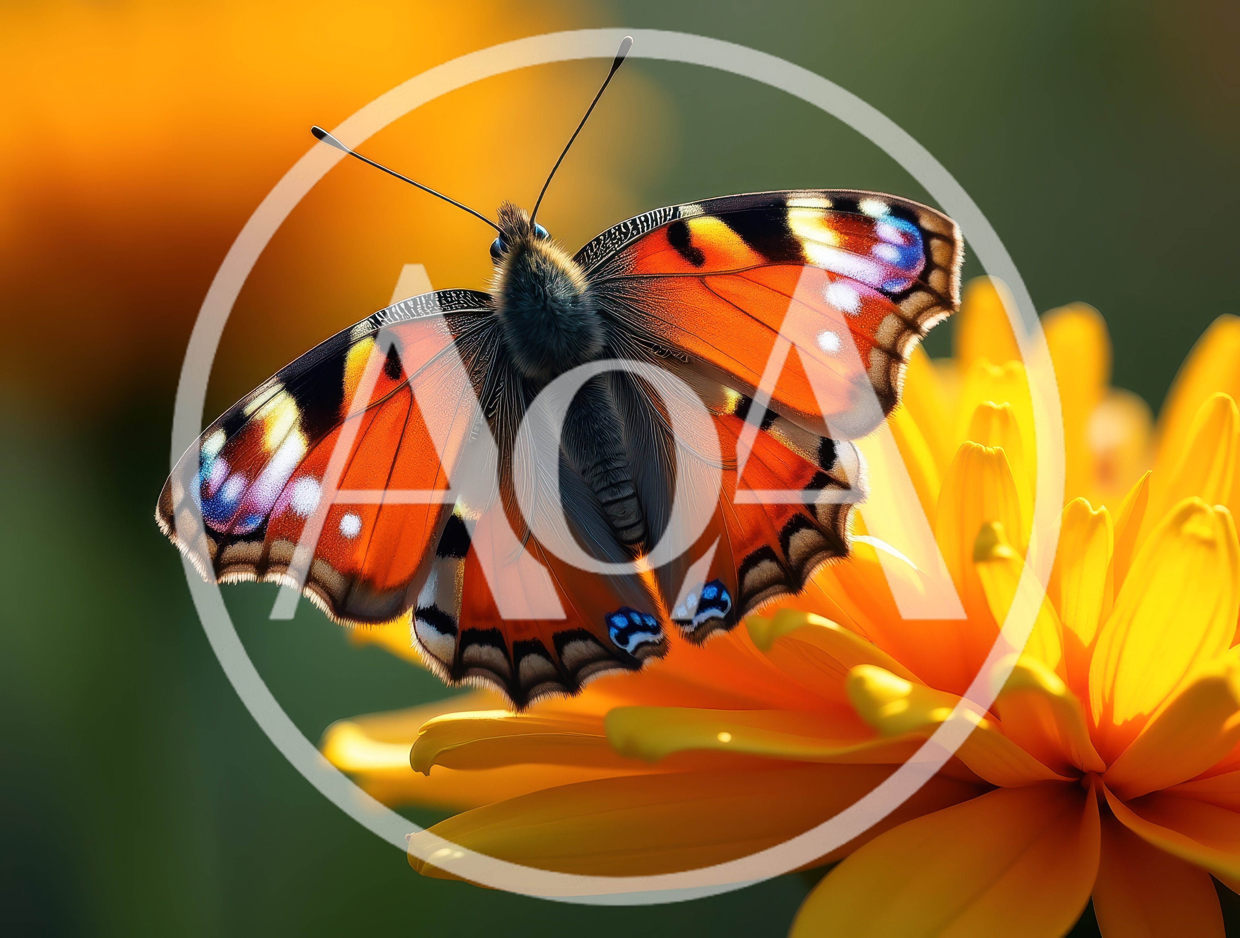 Small Tortoiseshell Butterfly Resting On A Yellow Flower
