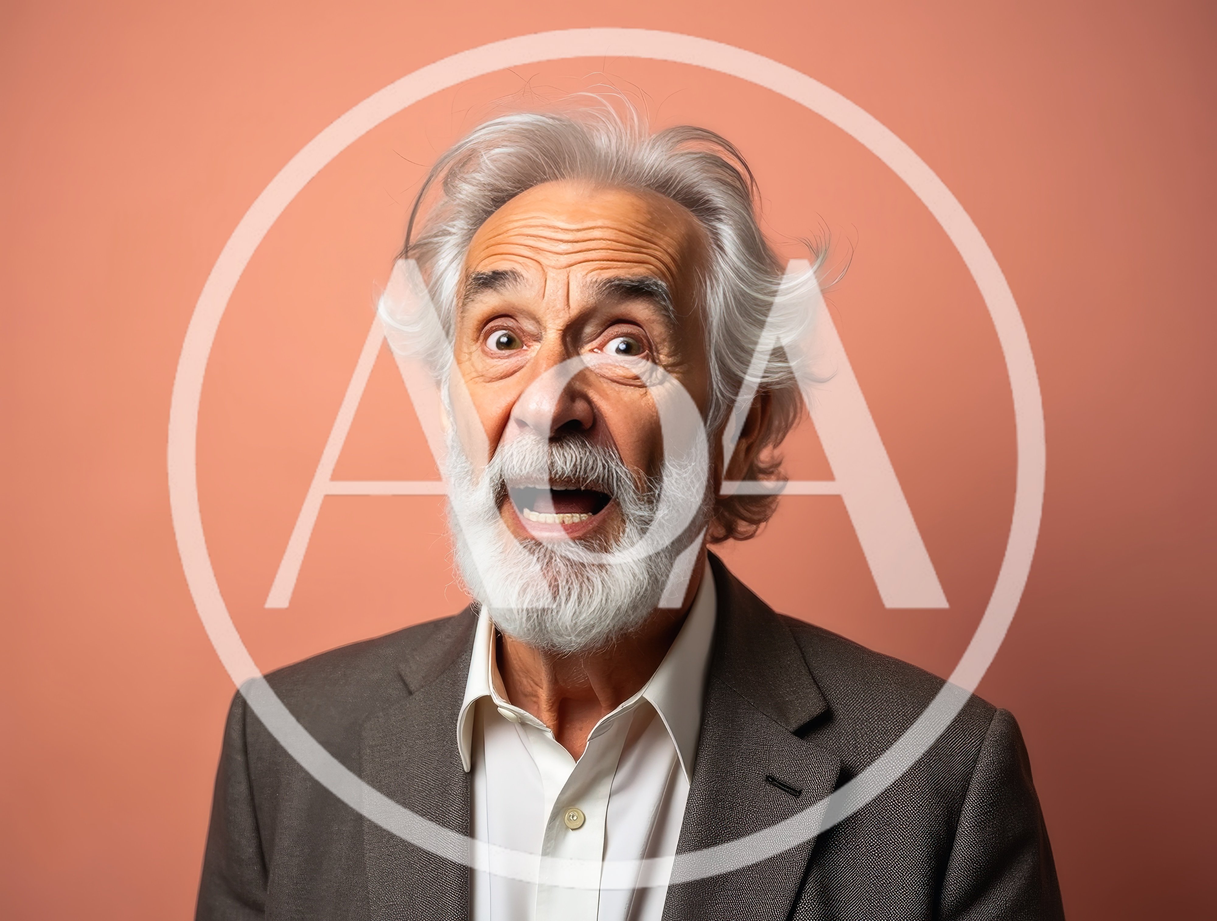 Surprised Elderly Man With White Hair And Beard