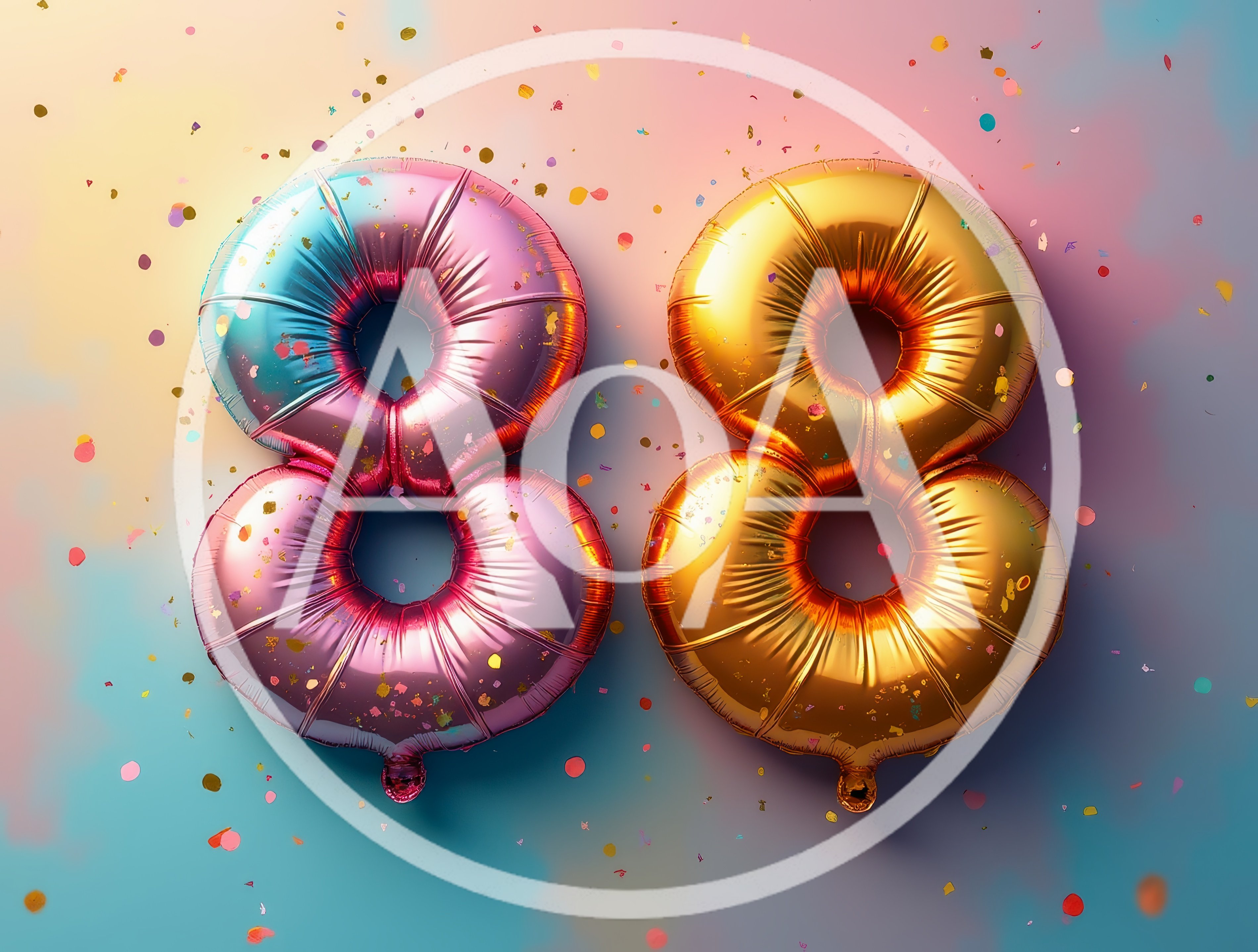 Two Metallic Number Eight Balloons With Confetti