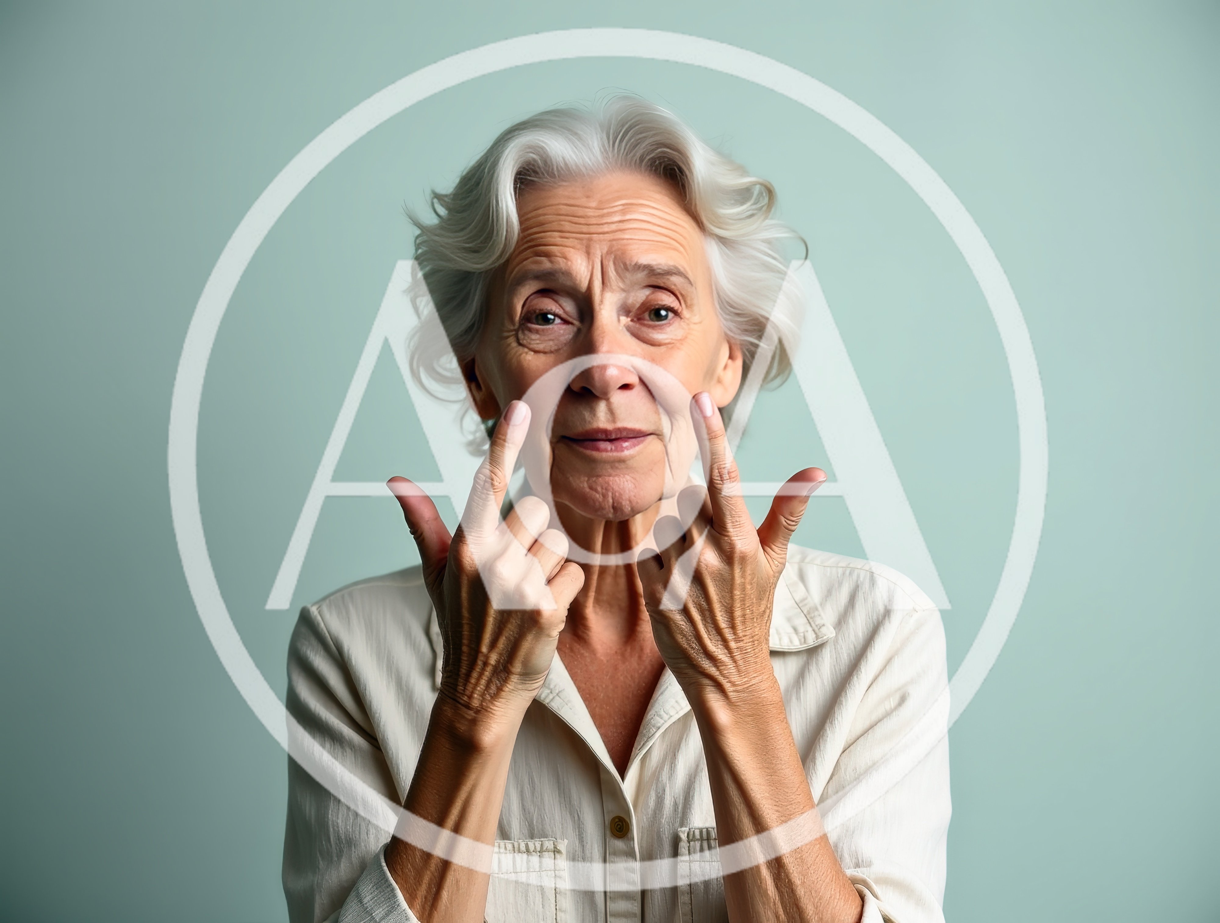 Senior Woman Pointing To Her Under Eye Area