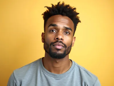 Portrait Of A Young Black Man With Textured Hair