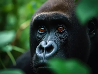 Close Up Portrait Of A Wild Mountain Gorilla