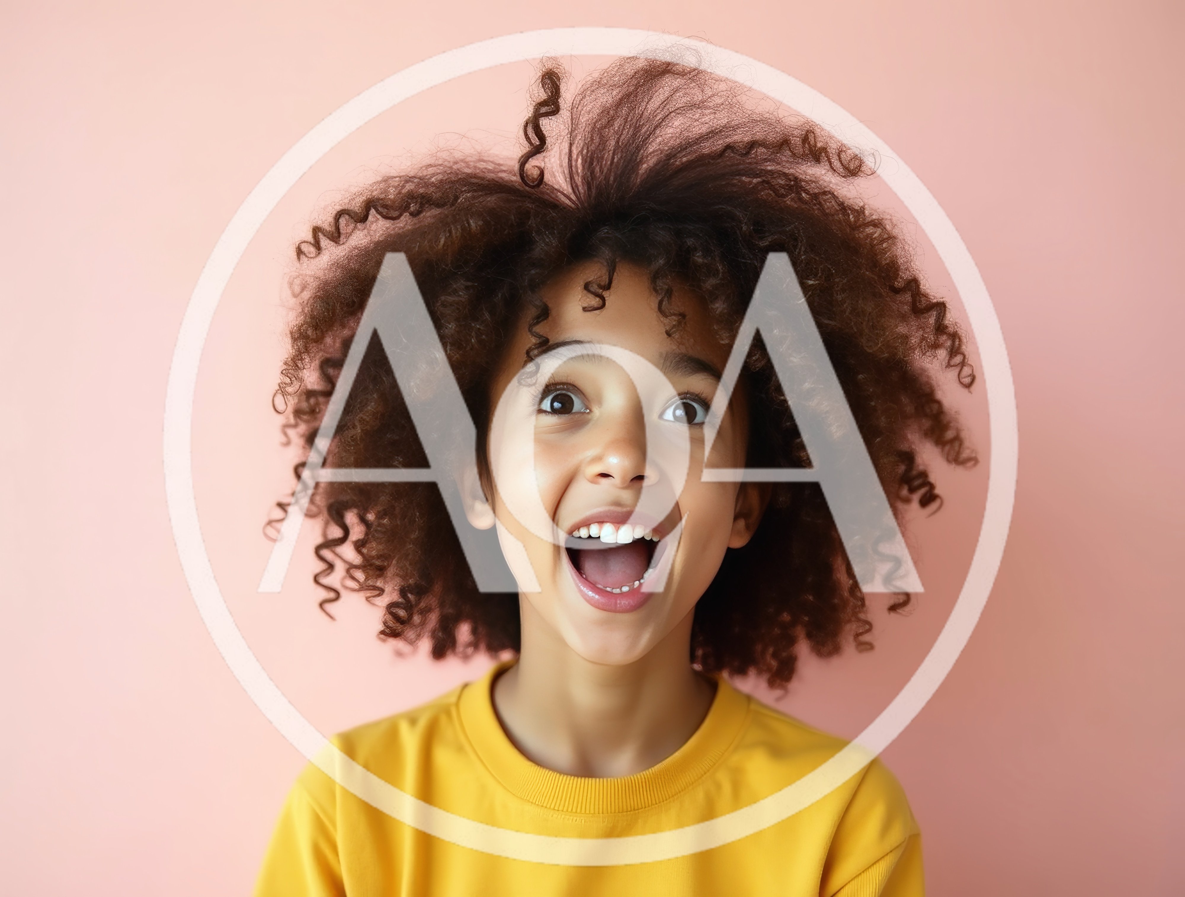 Excited Young Girl With Curly Hair