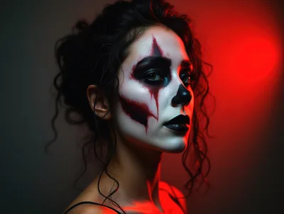 Woman With Dramatic Gothic Clown Makeup