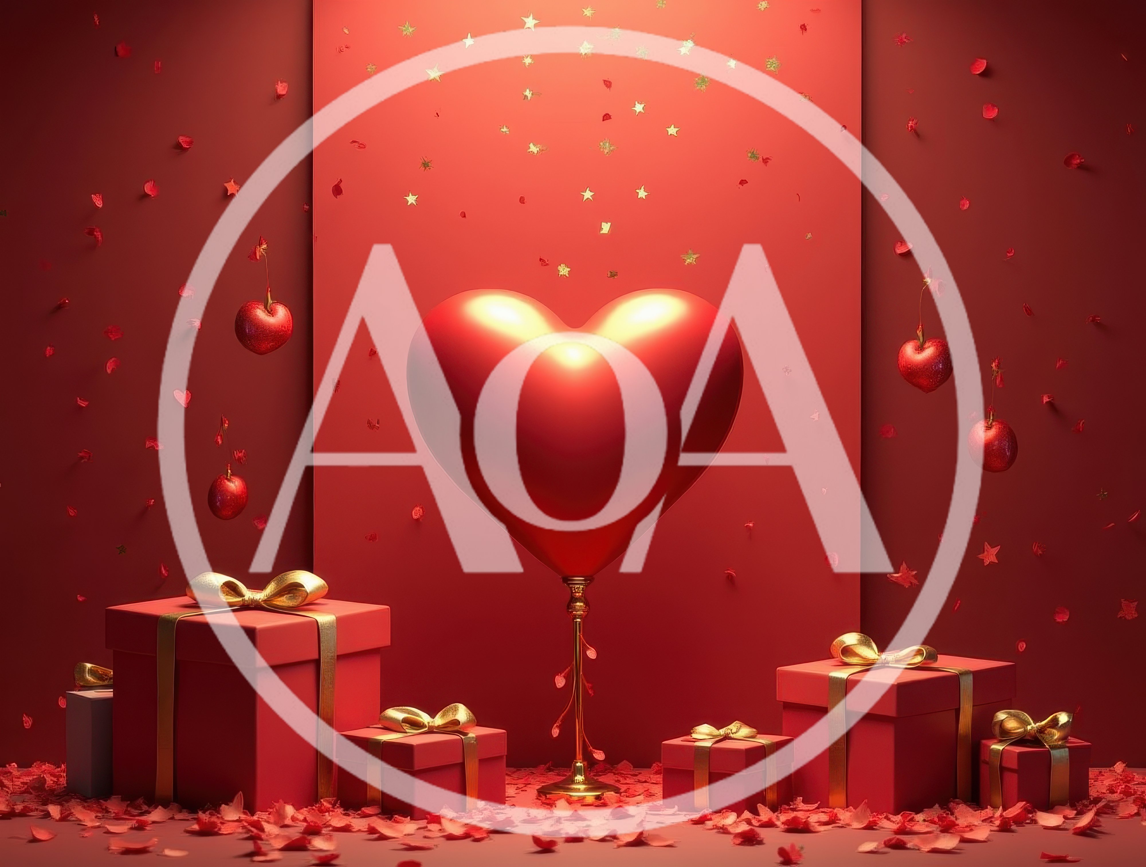 Valentine Day Red Heart Balloon With Gift Boxes