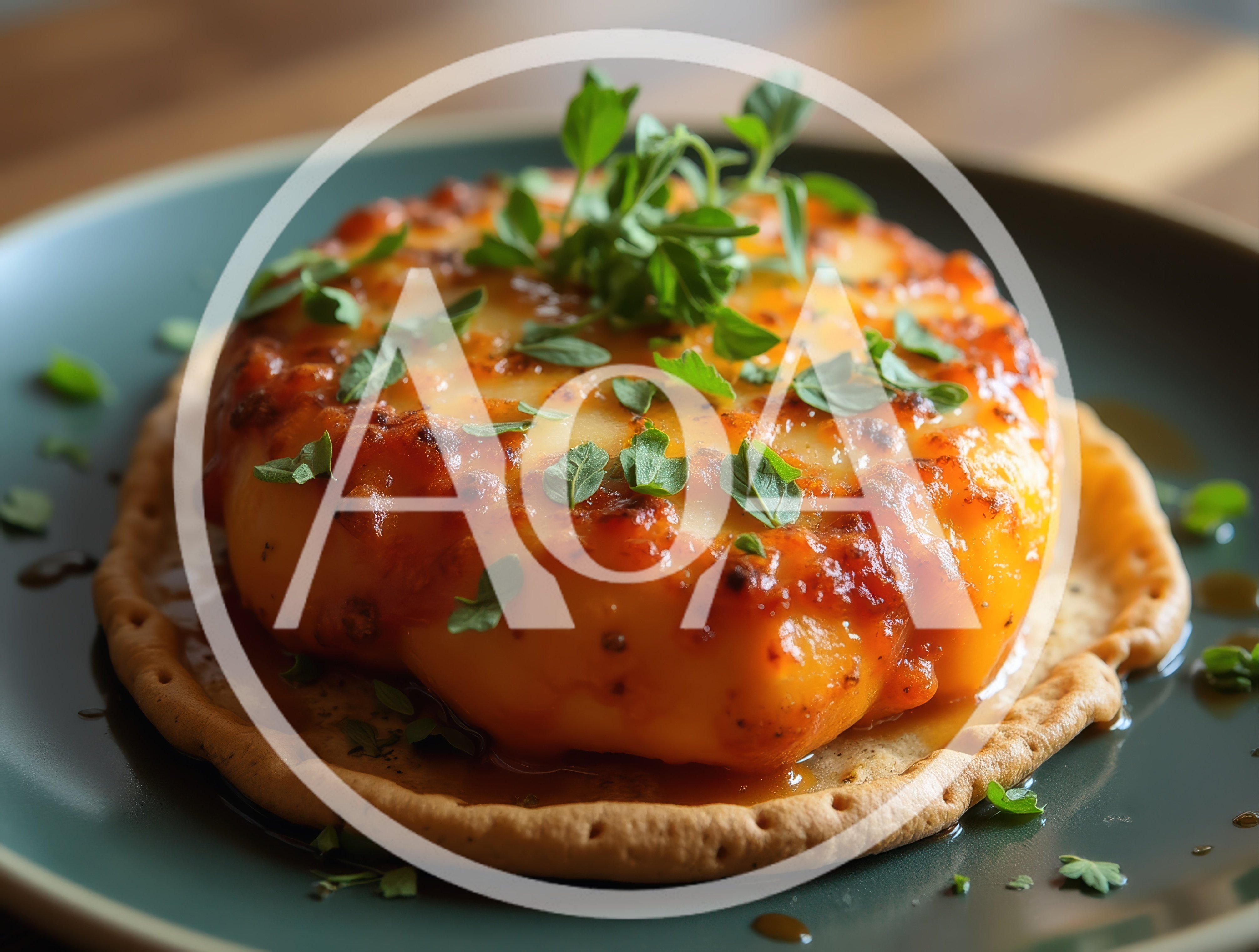Baked Cheese Appetizer Served on a Flatbread Cracker