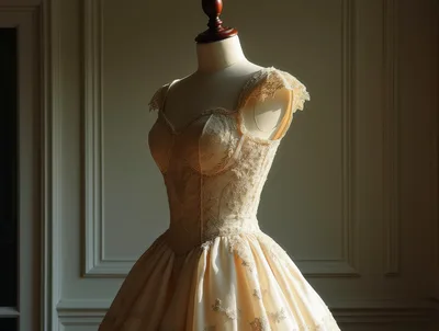 Elegant Vintage Style Wedding Dress On Mannequin