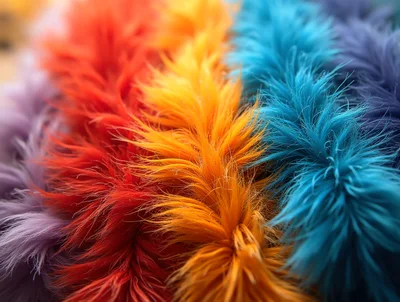 Colorful Feather Dusters Arranged In A Row