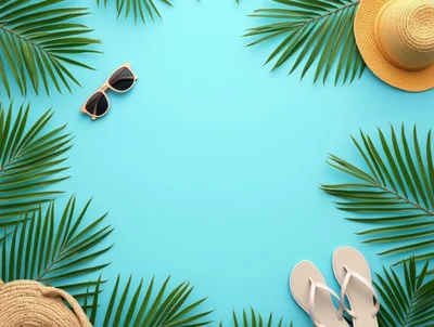 Summer Vacation Flat Lay With Beach Accessories