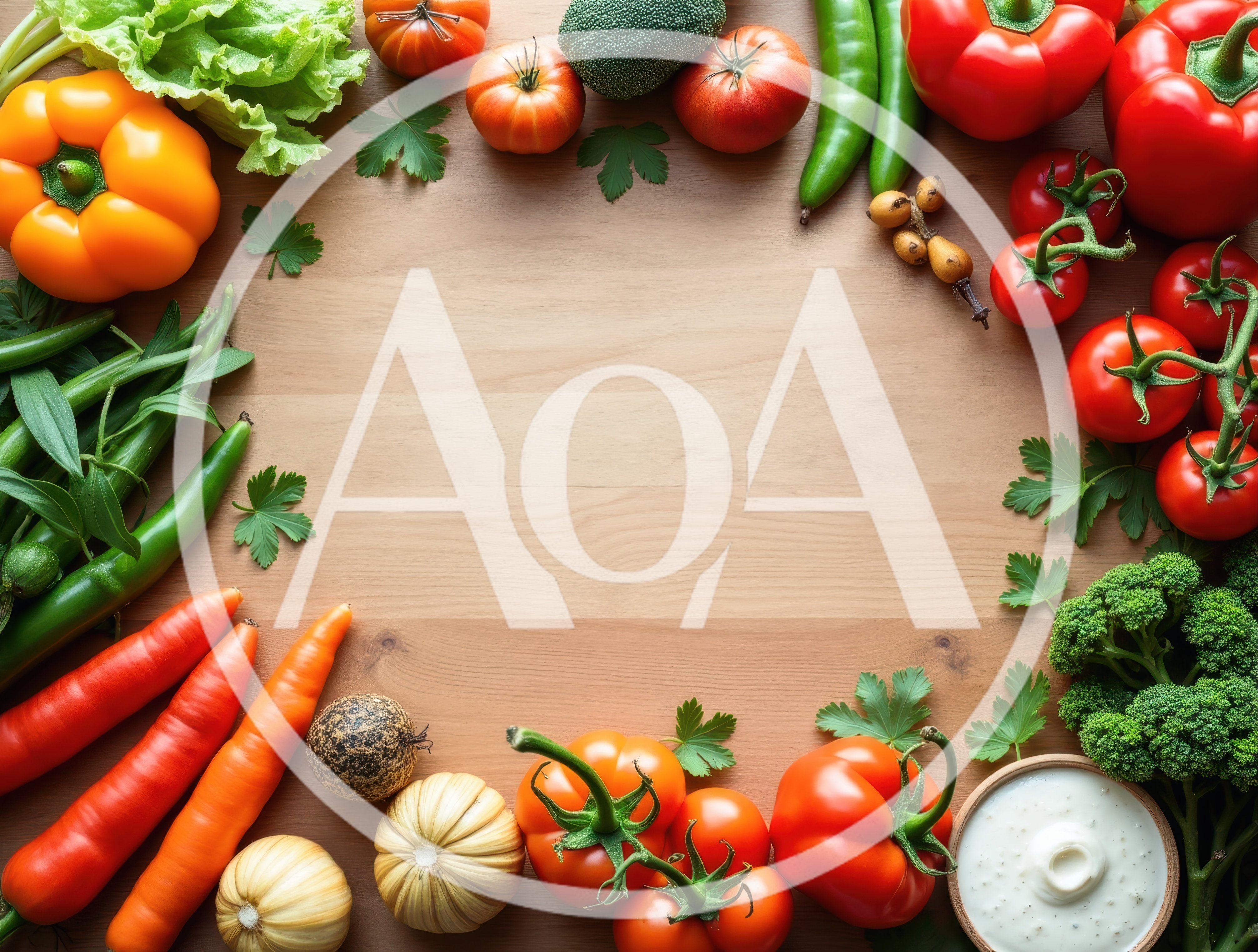 Fresh Vegetables Arranged On A Wooden Table