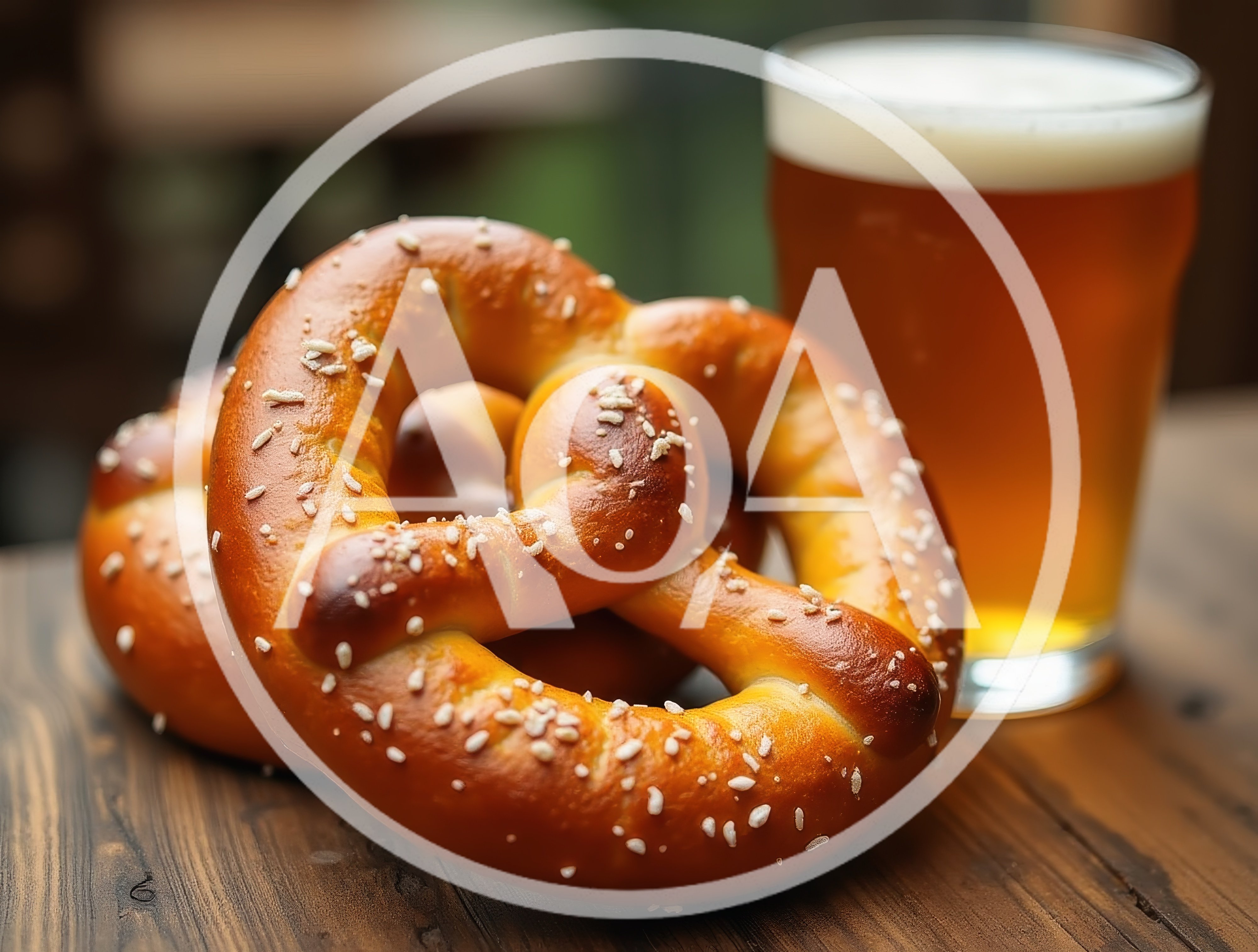 Soft Salted Pretzel With A Glass Of Beer