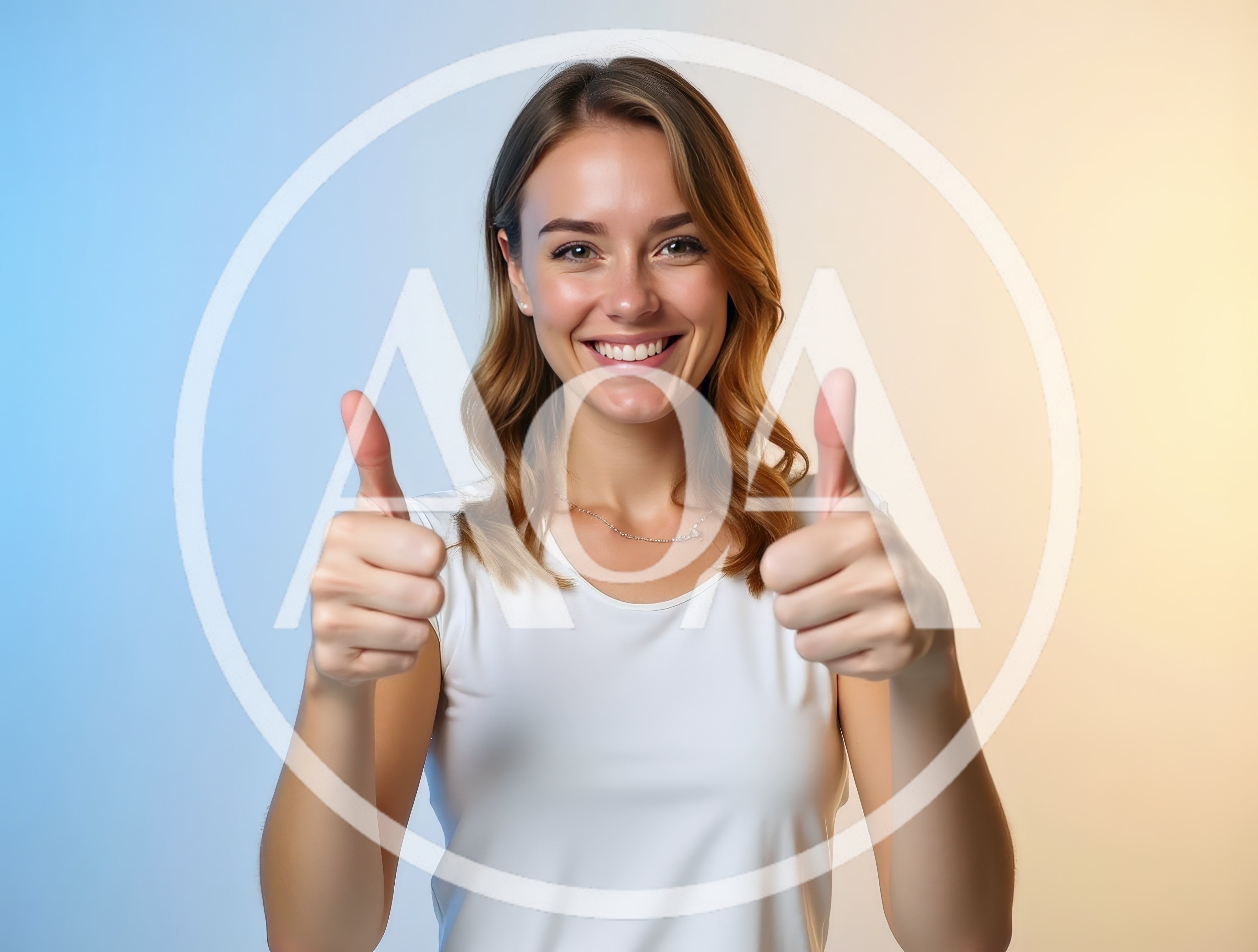 Young Woman Giving Double Thumbs Up Gesture