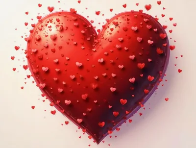 Floating Red Heart With Small Heart Confetti