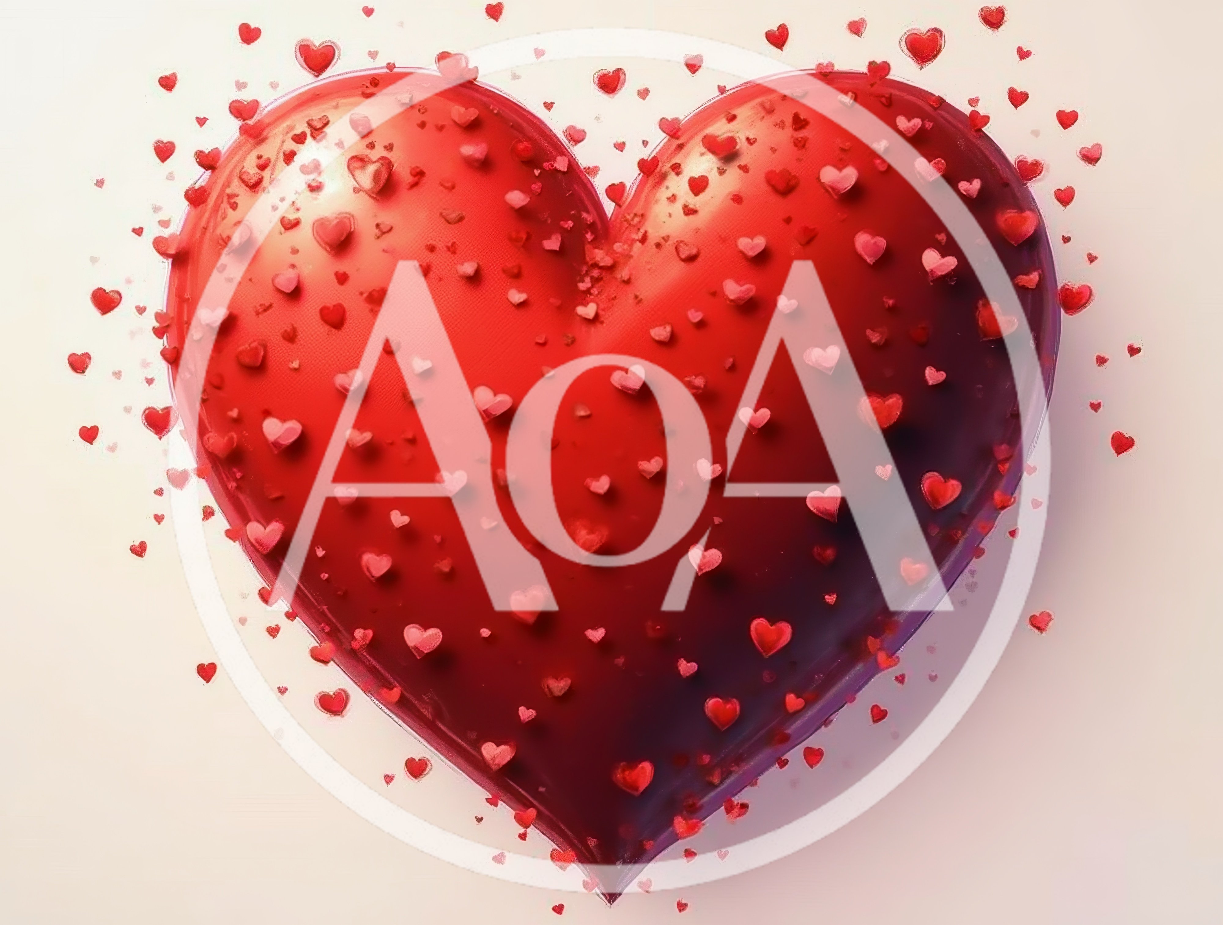 Floating Red Heart With Small Heart Confetti